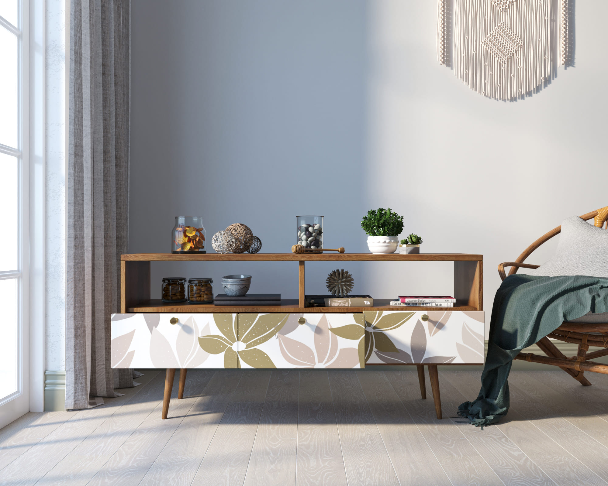 купить Консоль "Berber" с тремя ящиками принт 27 арт BB23/Print_27