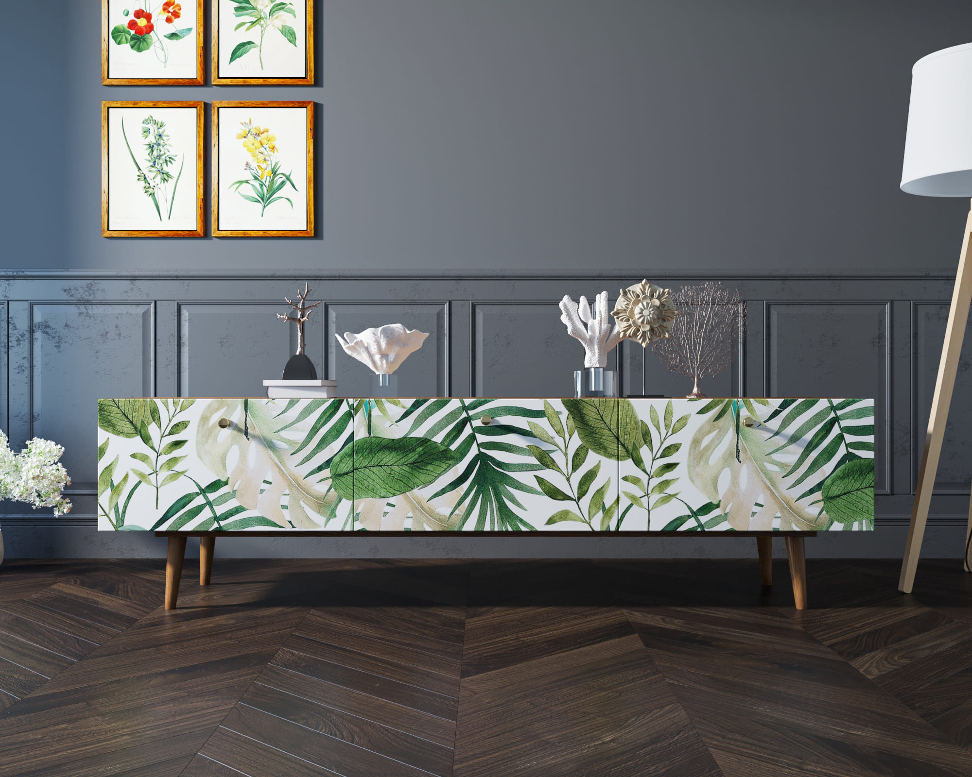 Комод "Berber" с ящиками низкий под TV принт 4 арт BB19/Print_04 в интернет-магазине