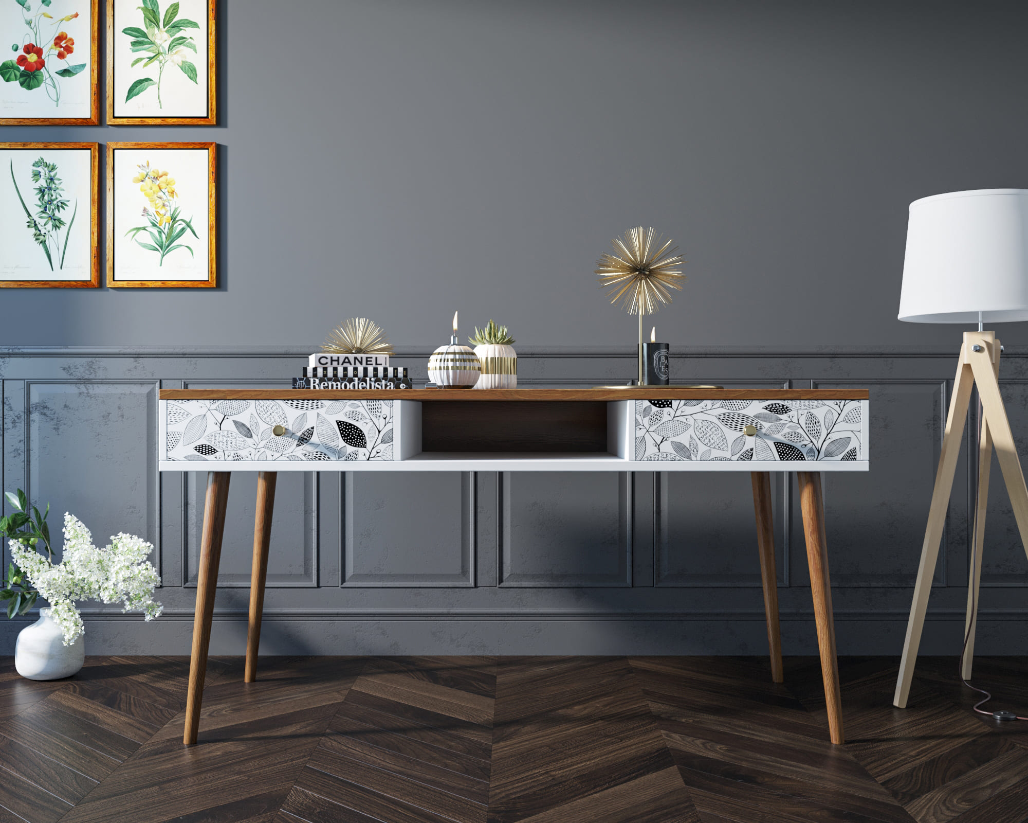 Стол рабочий "Berber" принт 9 арт BB18/Print_09 в интерьере