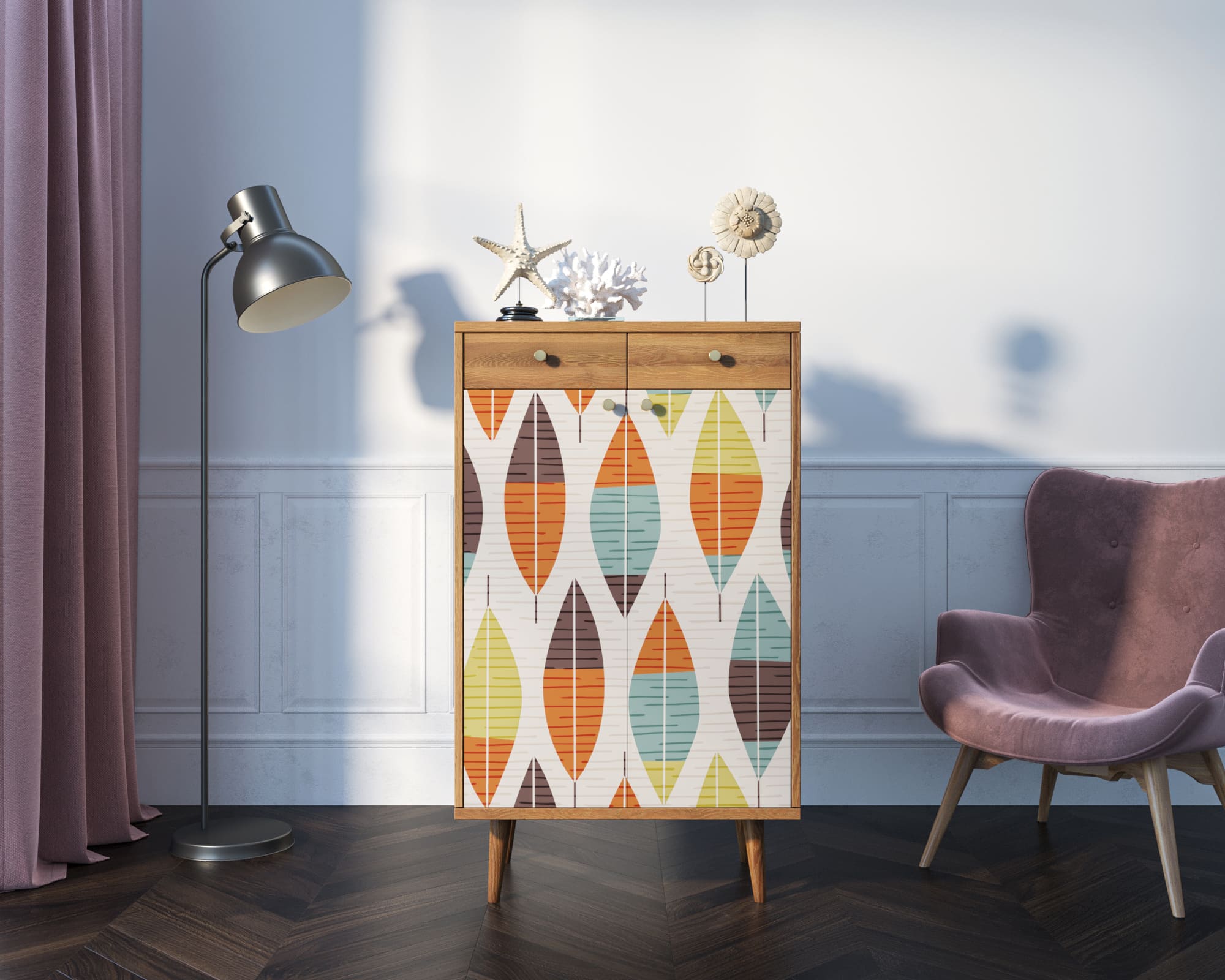 Комод "Berber" два ящика и дверки 48 принт арт BB46/Print_48 в интернет-магазине