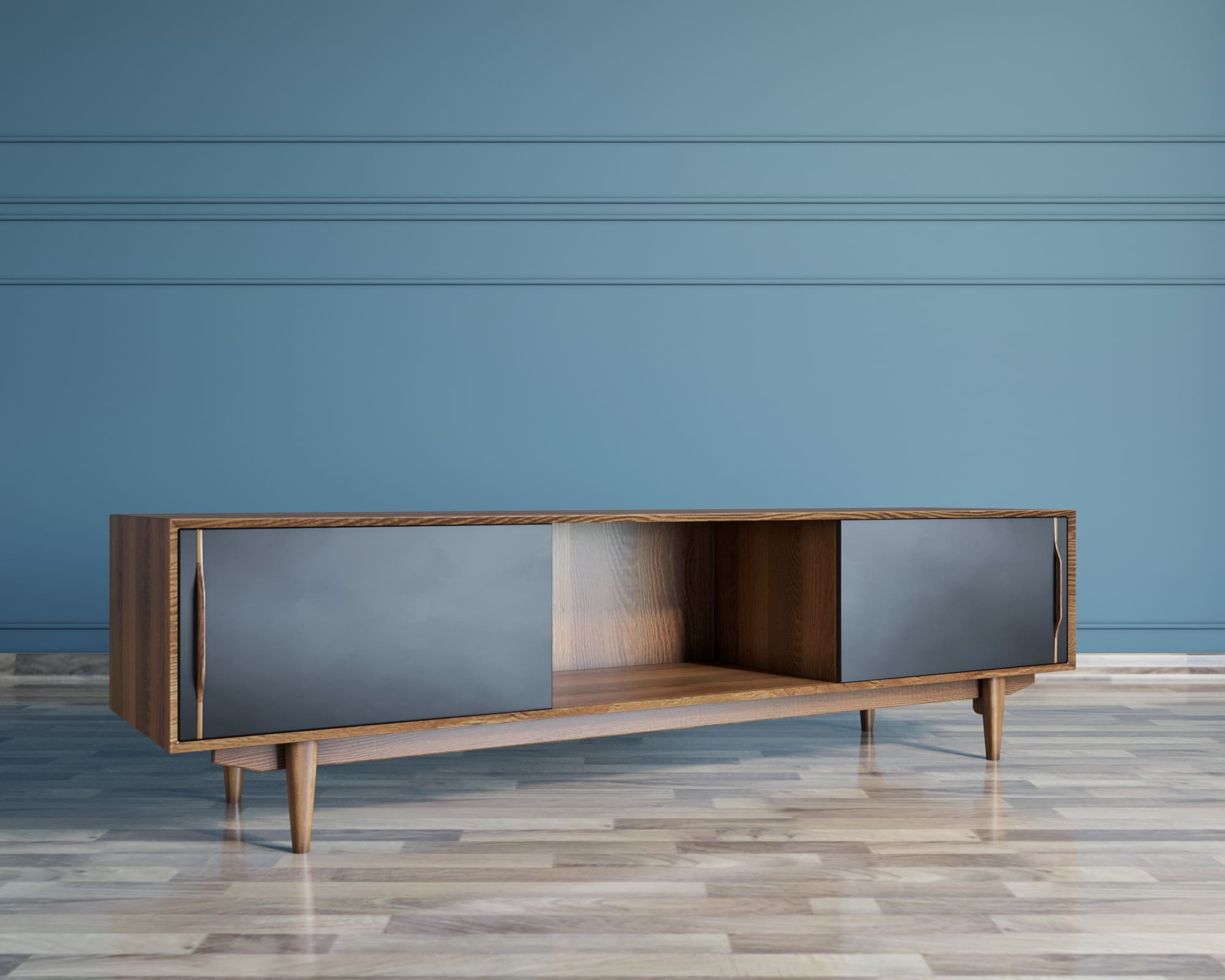 стильные Консоль под TV в Скандинавском стиле "Bruni Black" арт BR-22Black в Москве стильные Консоль под TV в Скандинавском стиле "Bruni Black" арт BR-22Black