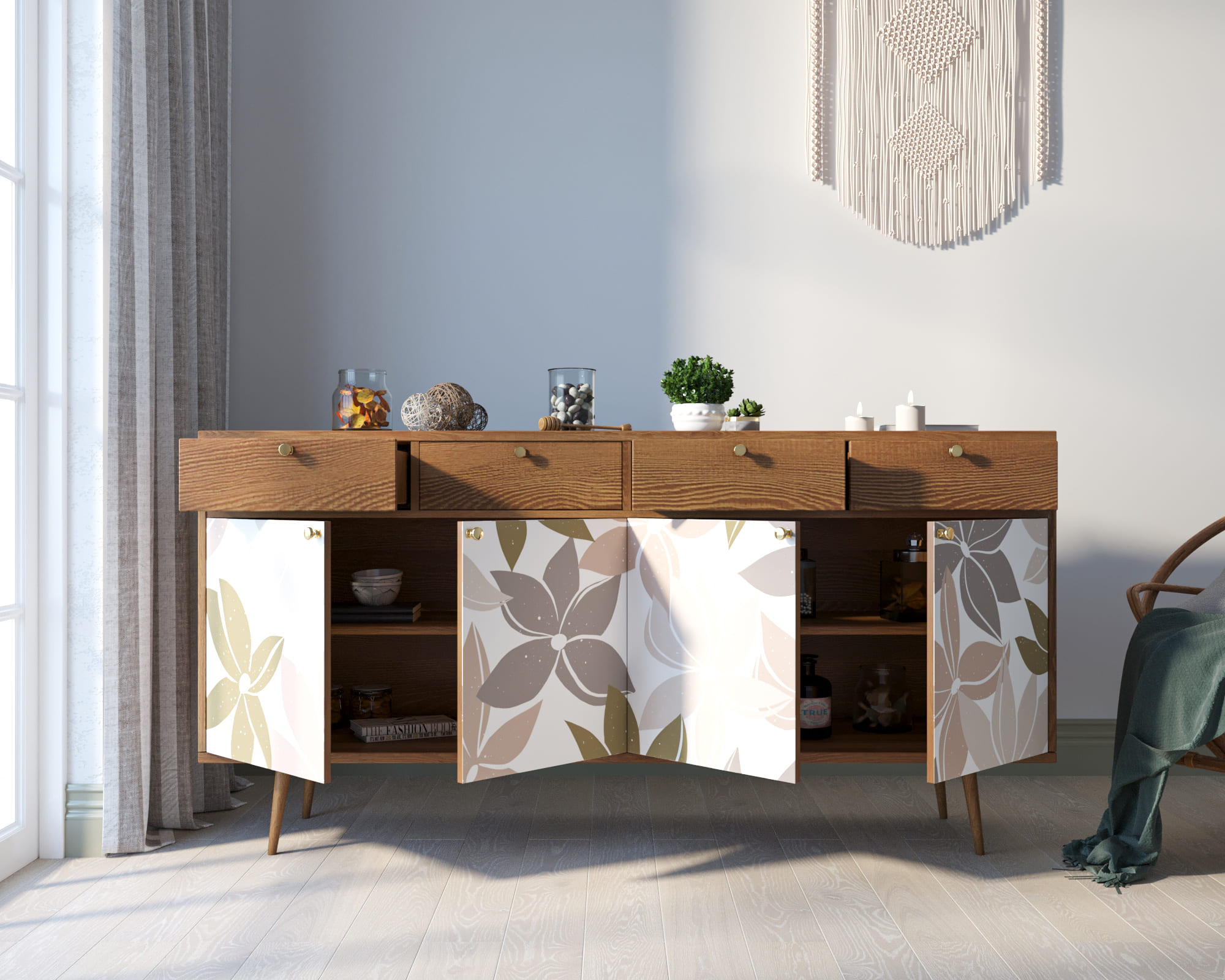 купить Комод "Berber" четыре дверки и четыре ящика 27 принт арт BB25/Print_27