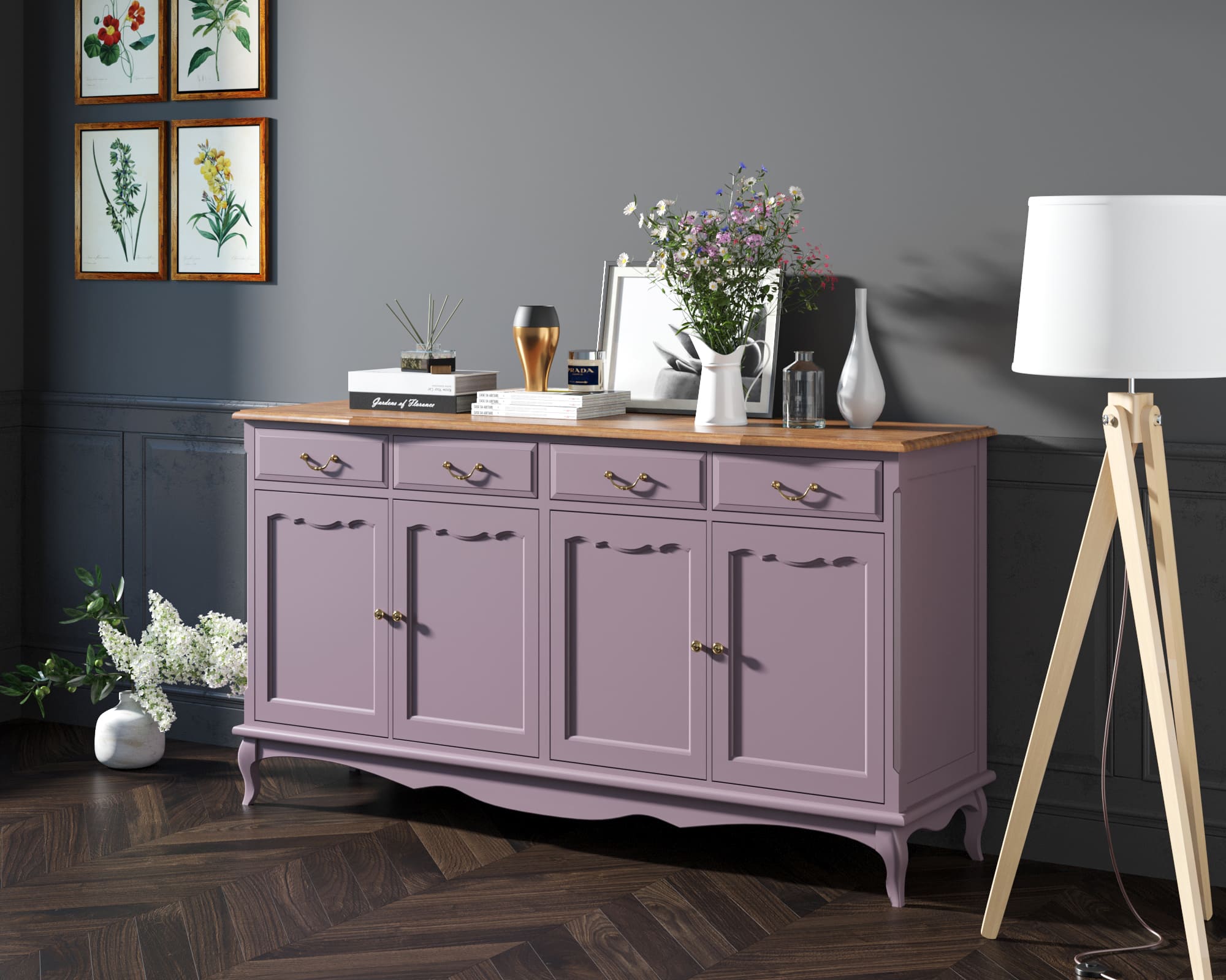 заказать Комод "Leontina lavanda" с ящиками и дверками арт ST9345L