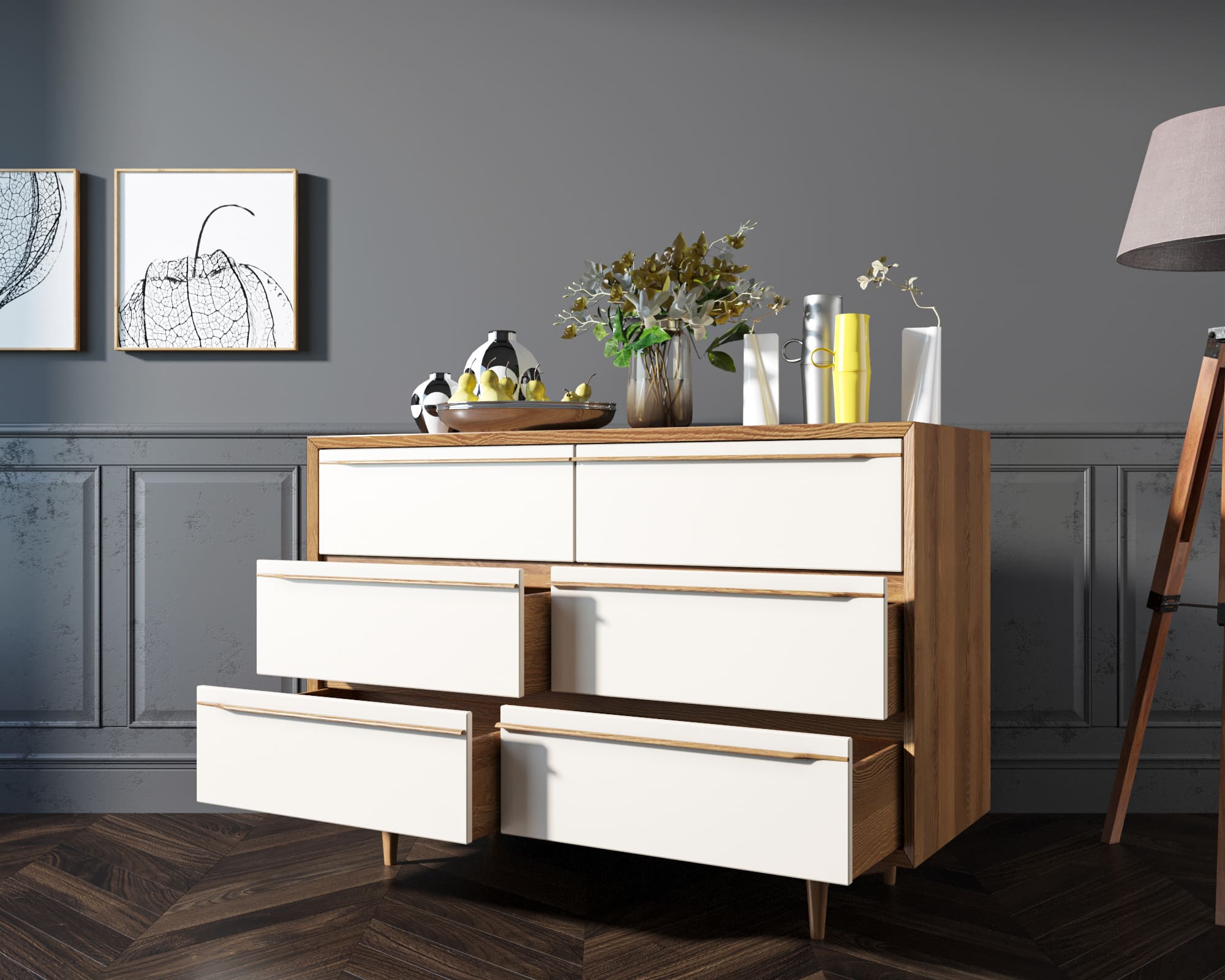 купить Комод "Bruni white" с шестью ящиками арт BR05WH в Москве купить Комод "Bruni white" с шестью ящиками арт BR05WH