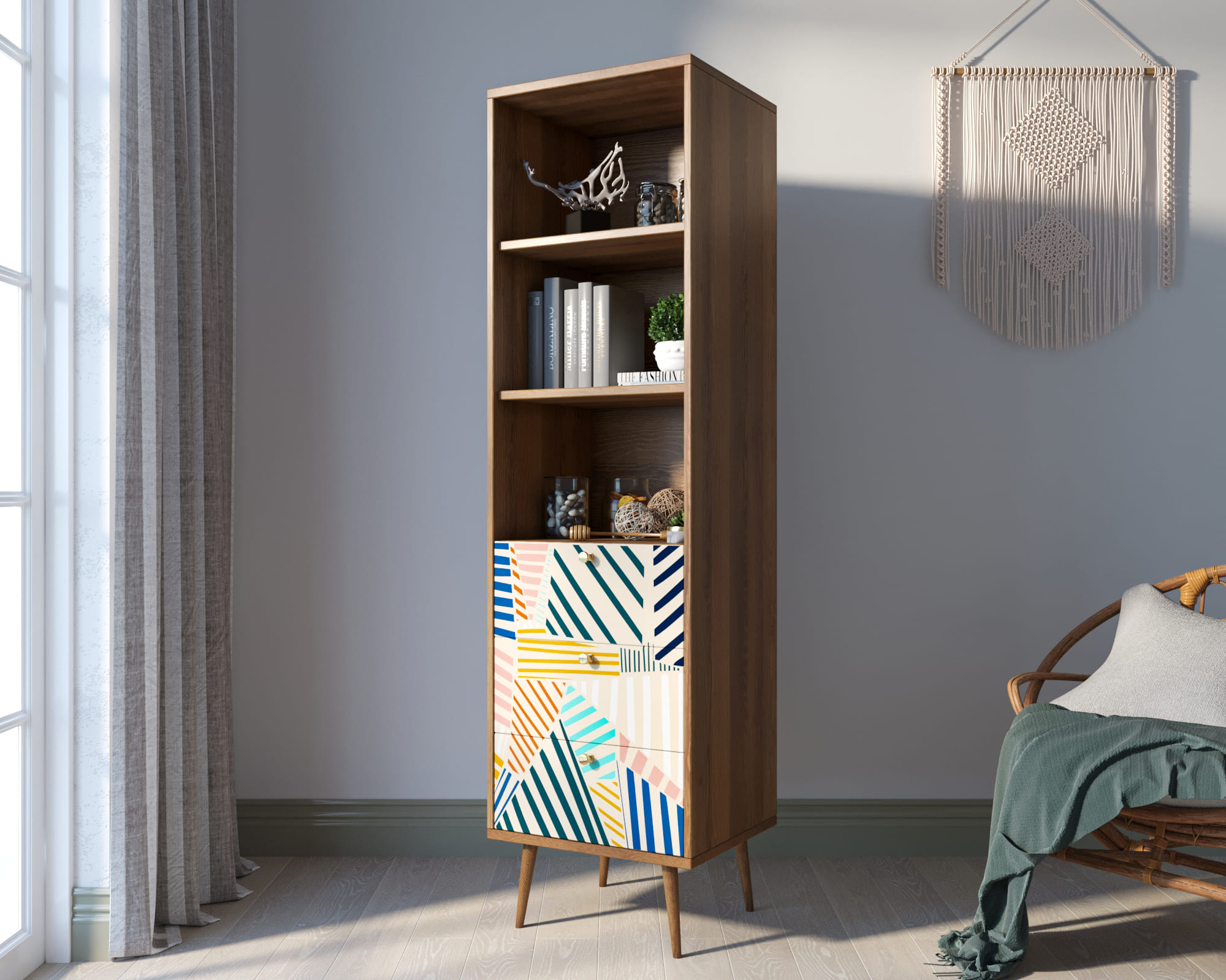 заказать Стеллаж с ящиками "Berber" принт 42 арт BB45/Print_42