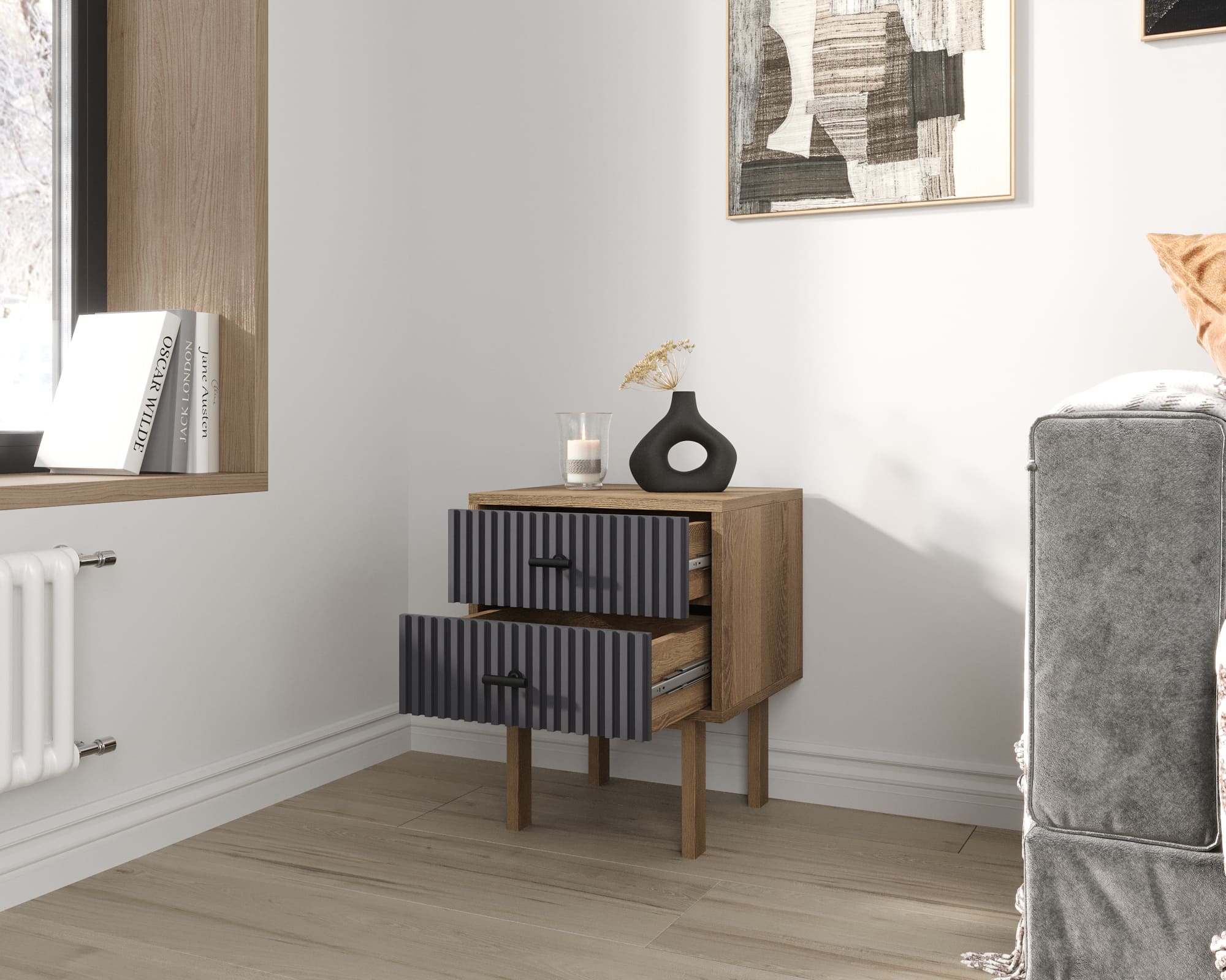 купить Тумбочка с двумя ящиками "Emerson" арт EM16/7024/L в Москве купить Тумбочка с двумя ящиками "Emerson" арт EM16/7024/L