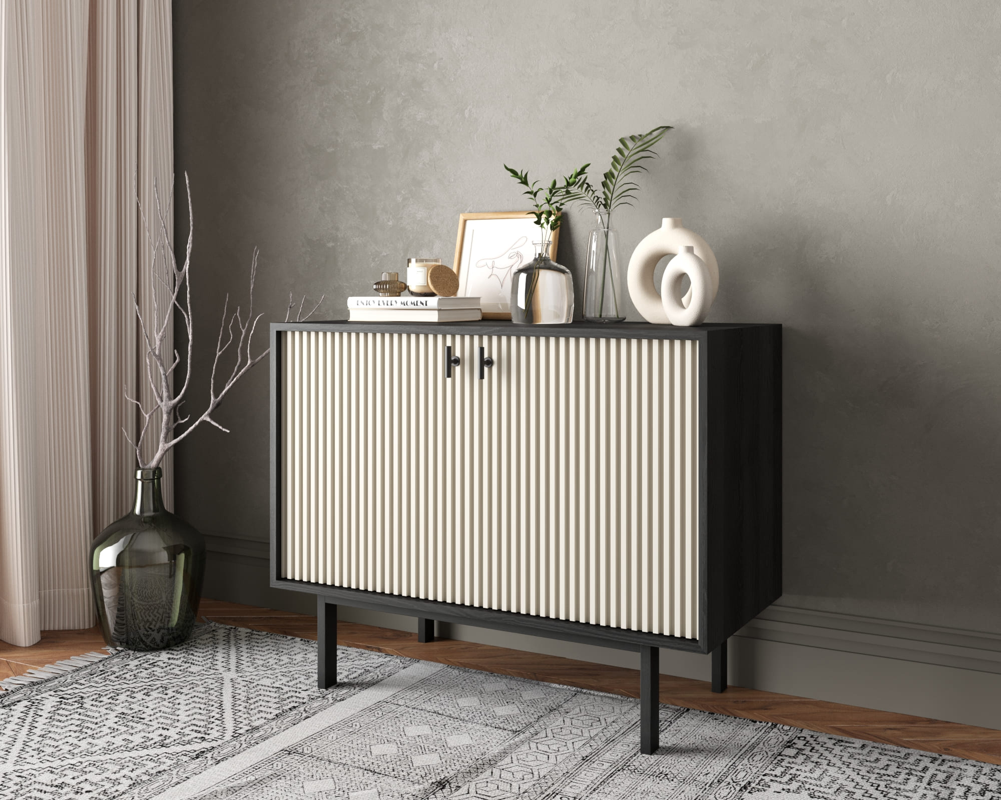 заказать Комод с двумя дверками "Emerson" арт EM02/milky/L