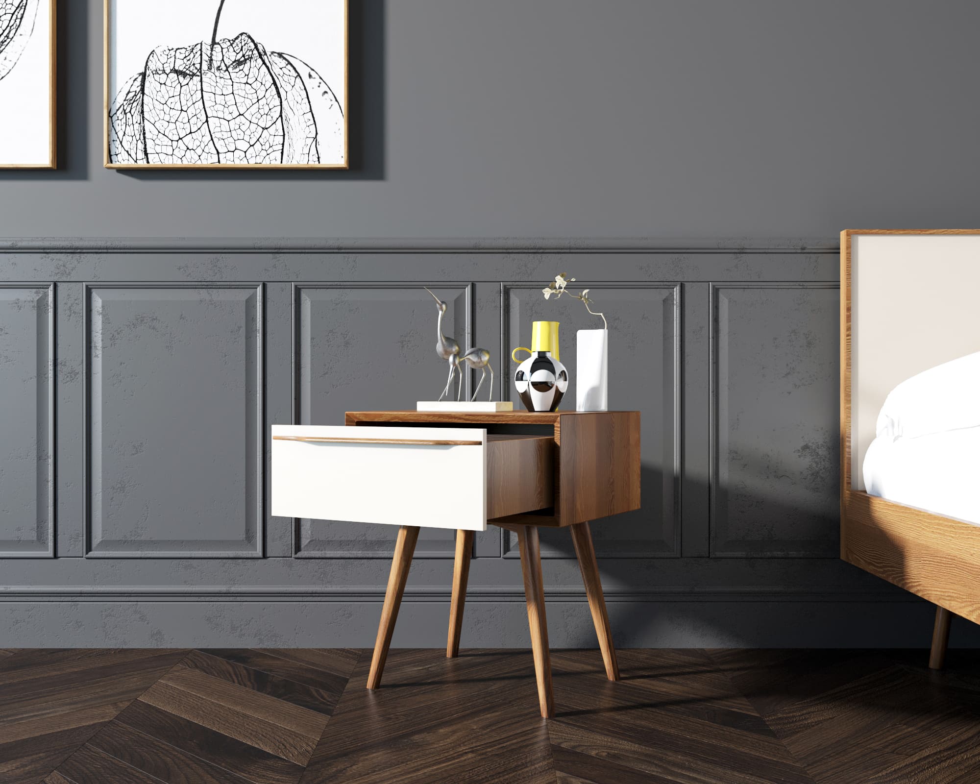 купить Тумба для прихожей в Скандинавском стиле "Bruni white" с ящиком