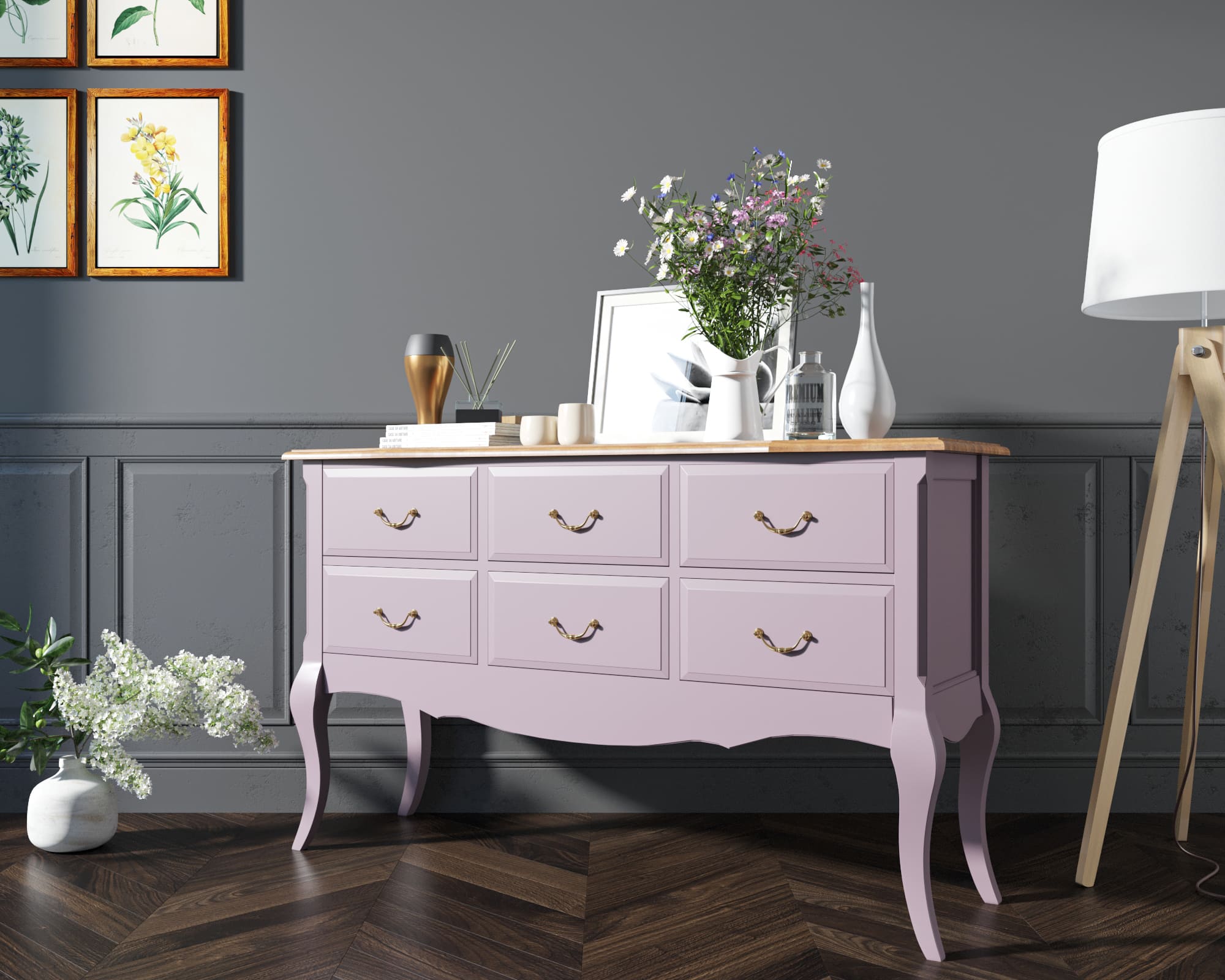 Консоль "Leontina Lavanda" 6 ящиков арт ST9358L в интернет-магазине