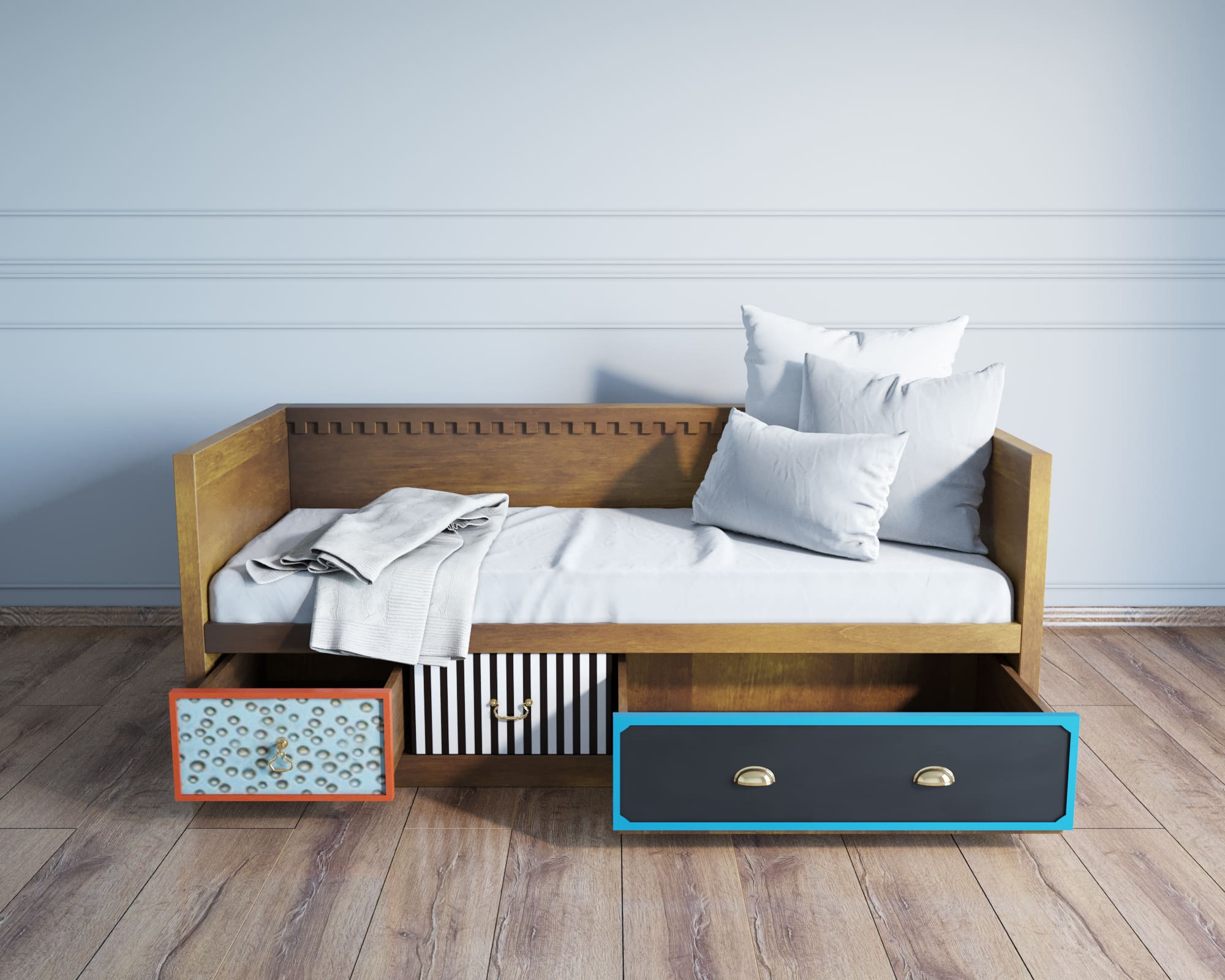 купить Кровать-кушетка "Gouache" с ящиками арт M10509К