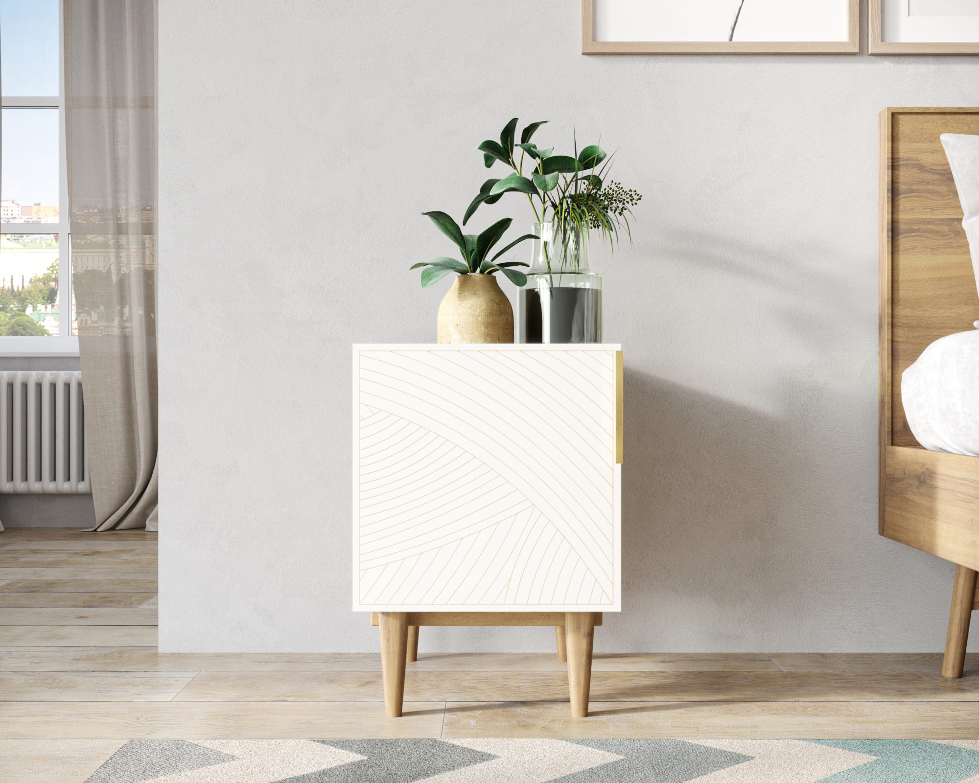 Тумбочка с дверкой "Line" LN08/GR1/beige в интернет-магазине в Москве Тумбочка с дверкой "Line" LN08/GR1/beige в интернет-магазине