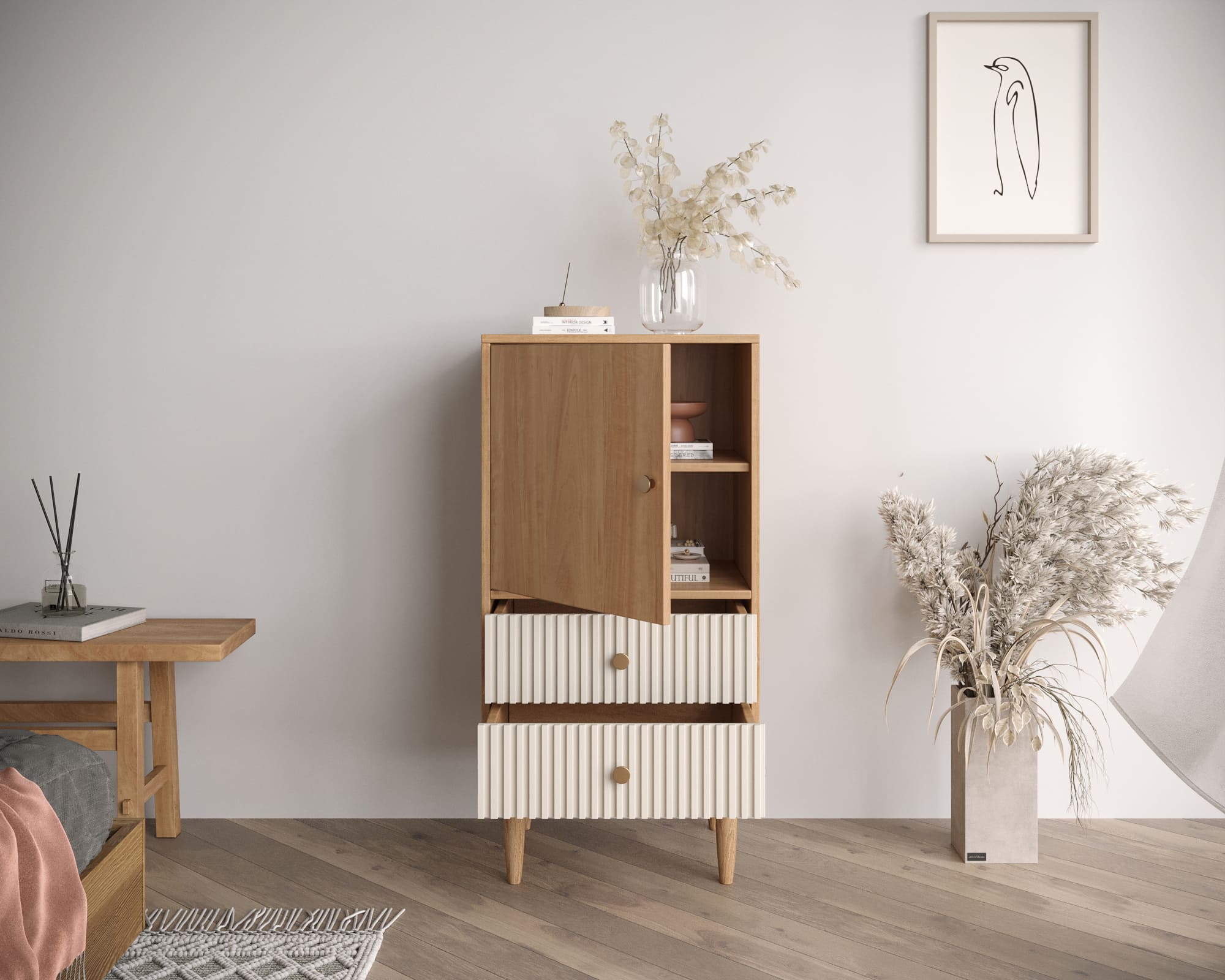 купить Высокая тумба Bubble Solid с двумя ящиками арт BBL11S, цвет - орех в Москве купить Высокая тумба Bubble Solid с двумя ящиками арт BBL11S, цвет - орех