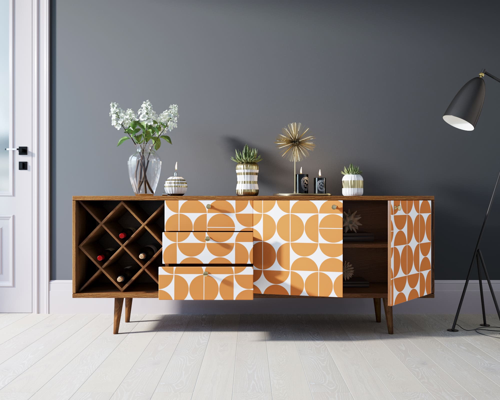 Комод "Berber" удлиненный с бутылочницей 14 принт арт BB15/Print_14 в интернет-магазине