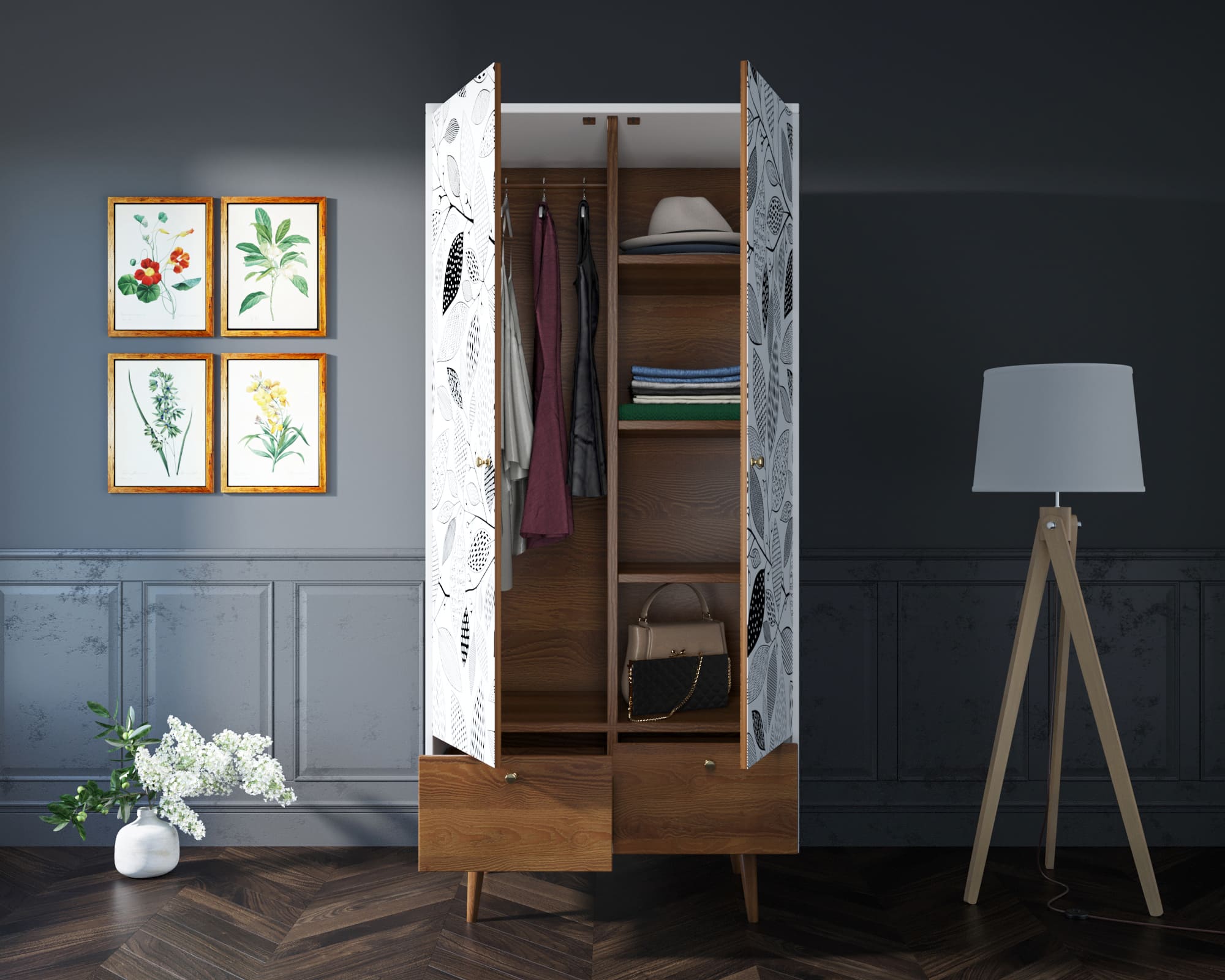 Шкаф двухстворчатый "Berber" принт 9 арт BB16/Print_09 в интернет-магазине