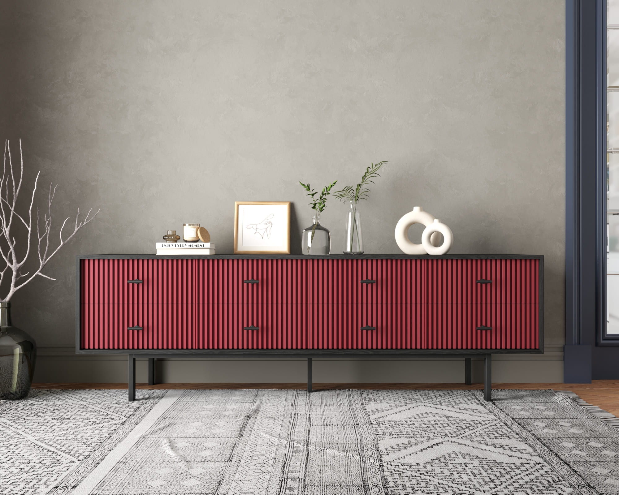 купить Комод с восемью ящиками "Emerson" арт EM03/red/L в Москве купить Комод с восемью ящиками "Emerson" арт EM03/red/L