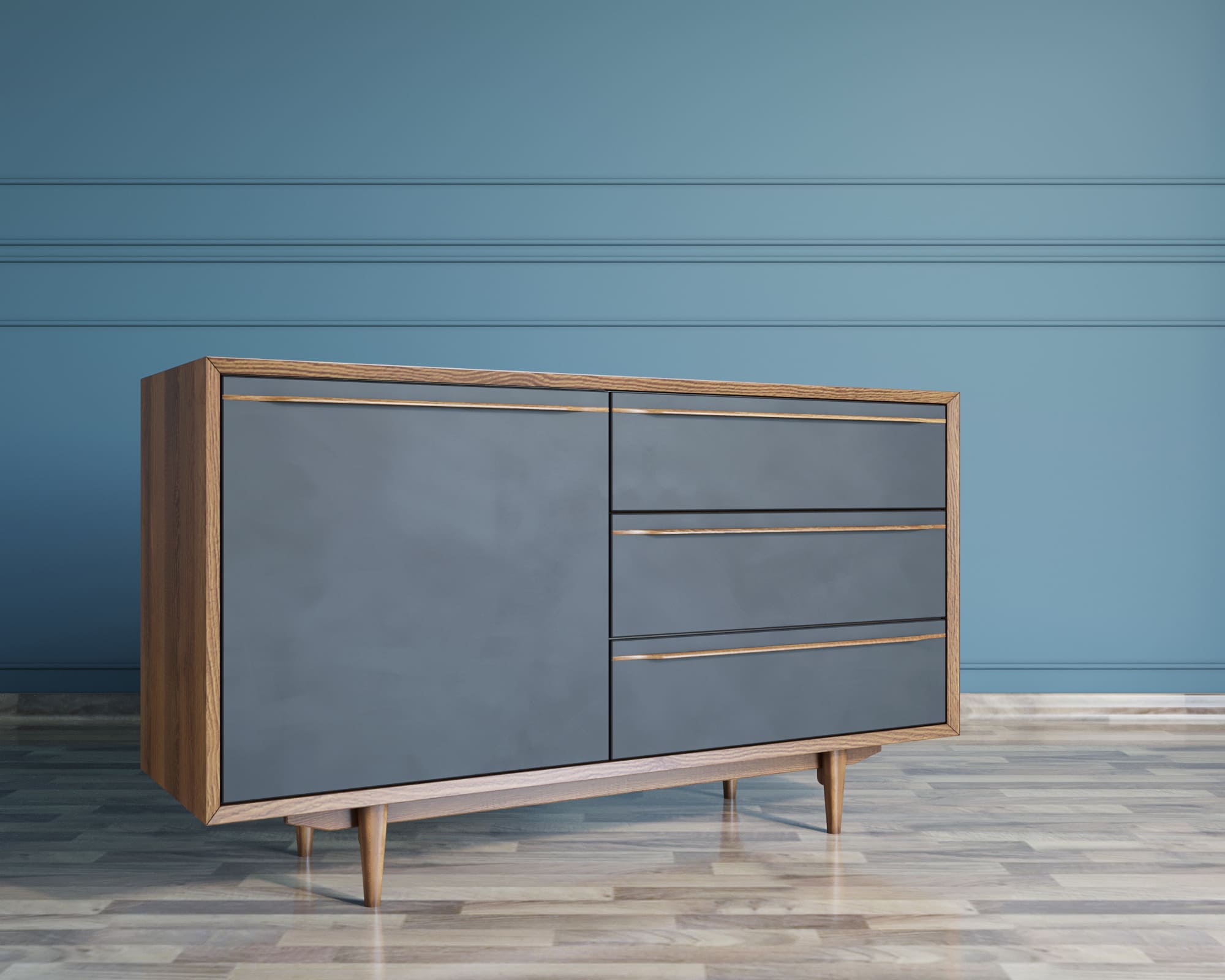 Комод "Brun Blacki" с ящиками и дверкой арт BR-02Black в интернет-магазине