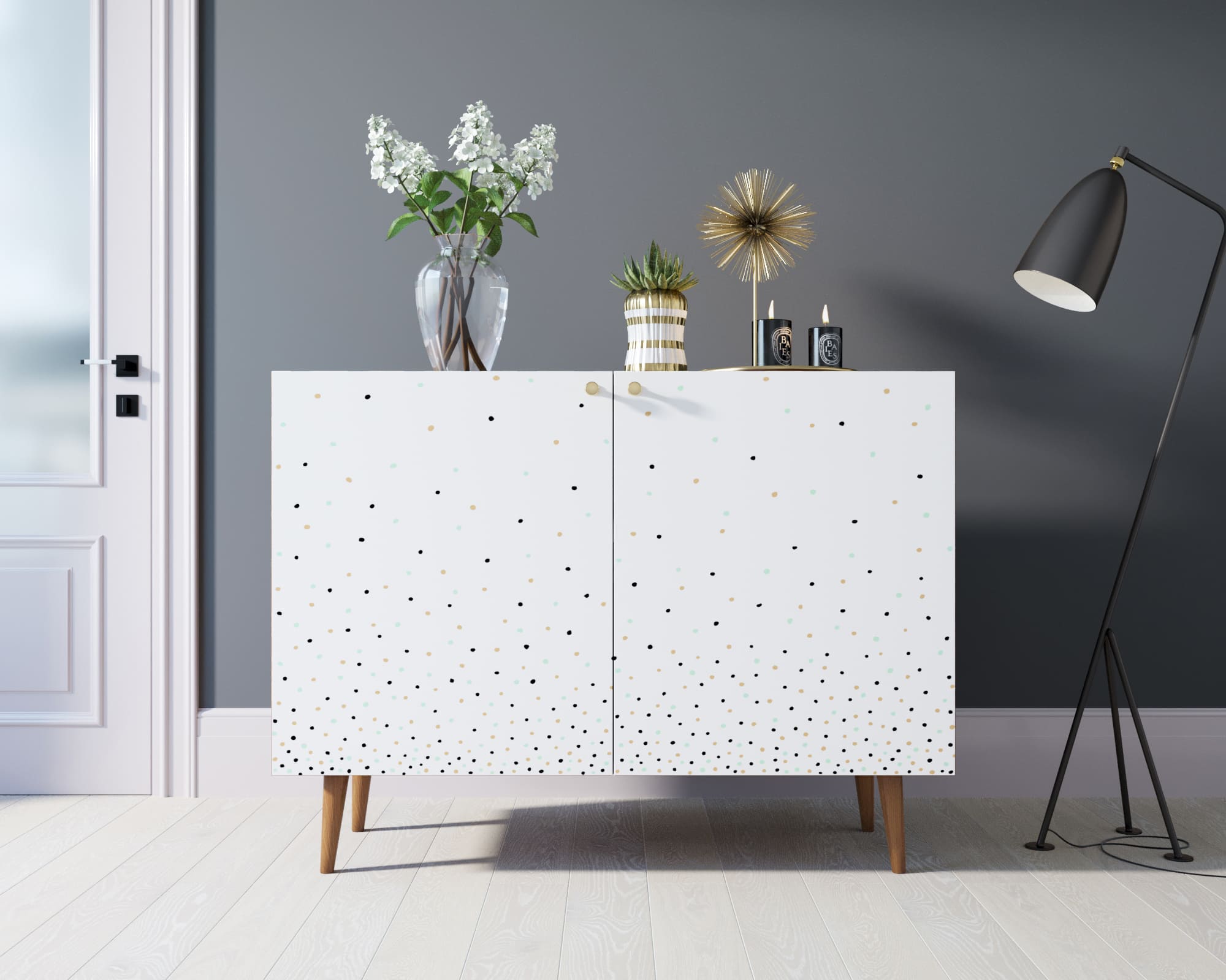 Комод "Berber" две дверки 15 принт арт BB04/Print_15 в интерьере