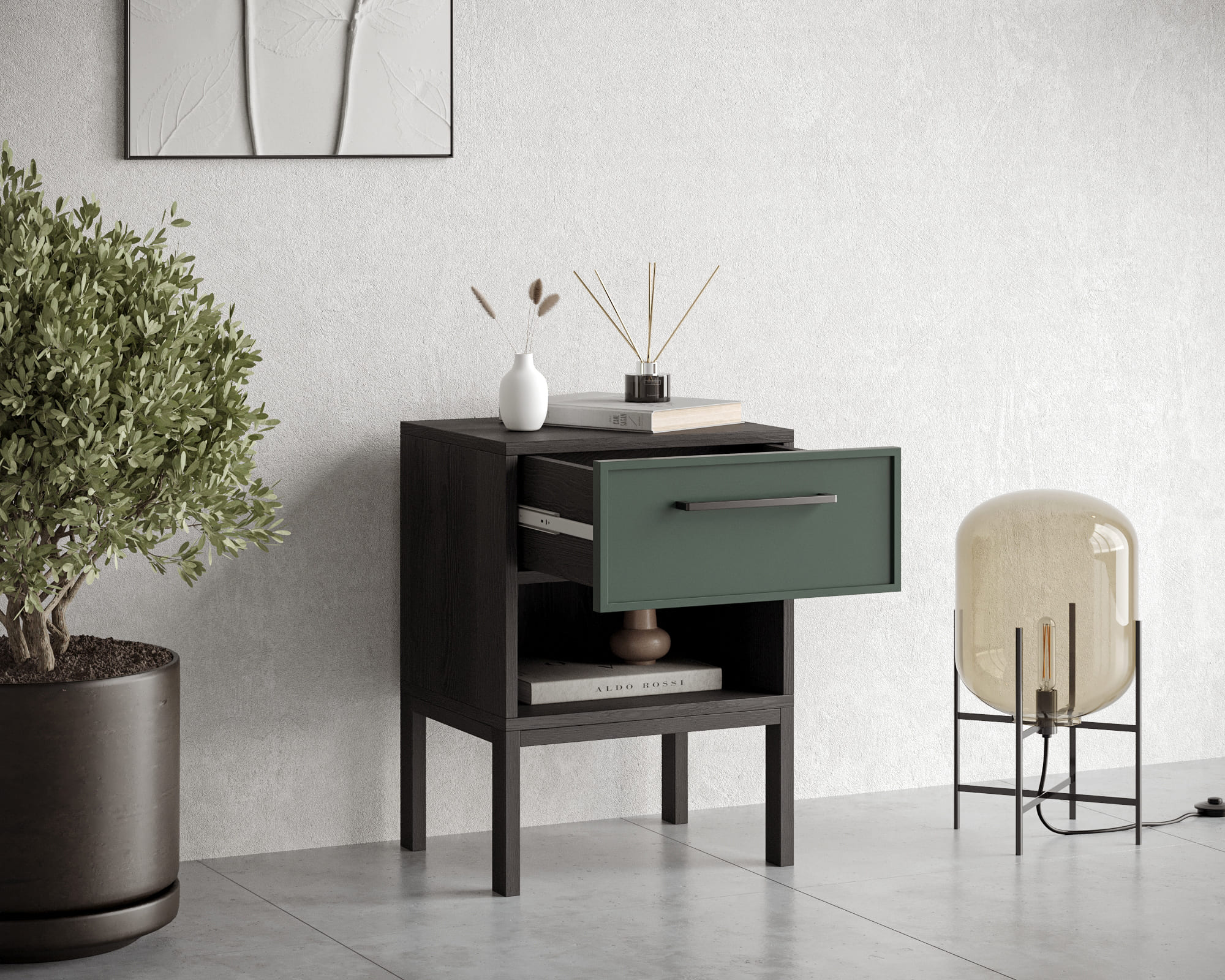 купить Тумбочка с верхним ящиком "Nicole" арт NEM11G Зеленый