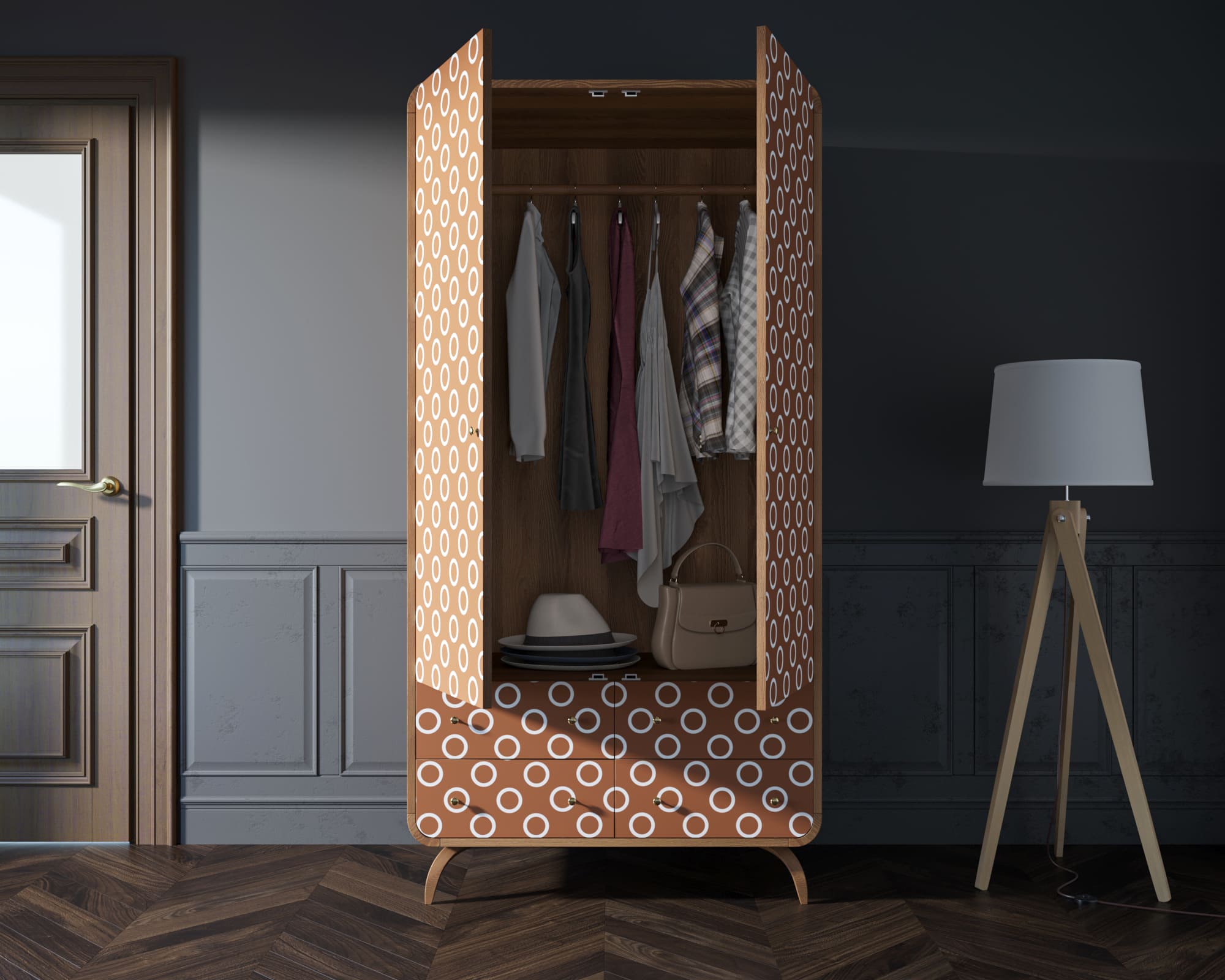 купить Шкаф в скандинавском стиле "Ellipse Print" с ящиками принт 3 арт EL15/print_03