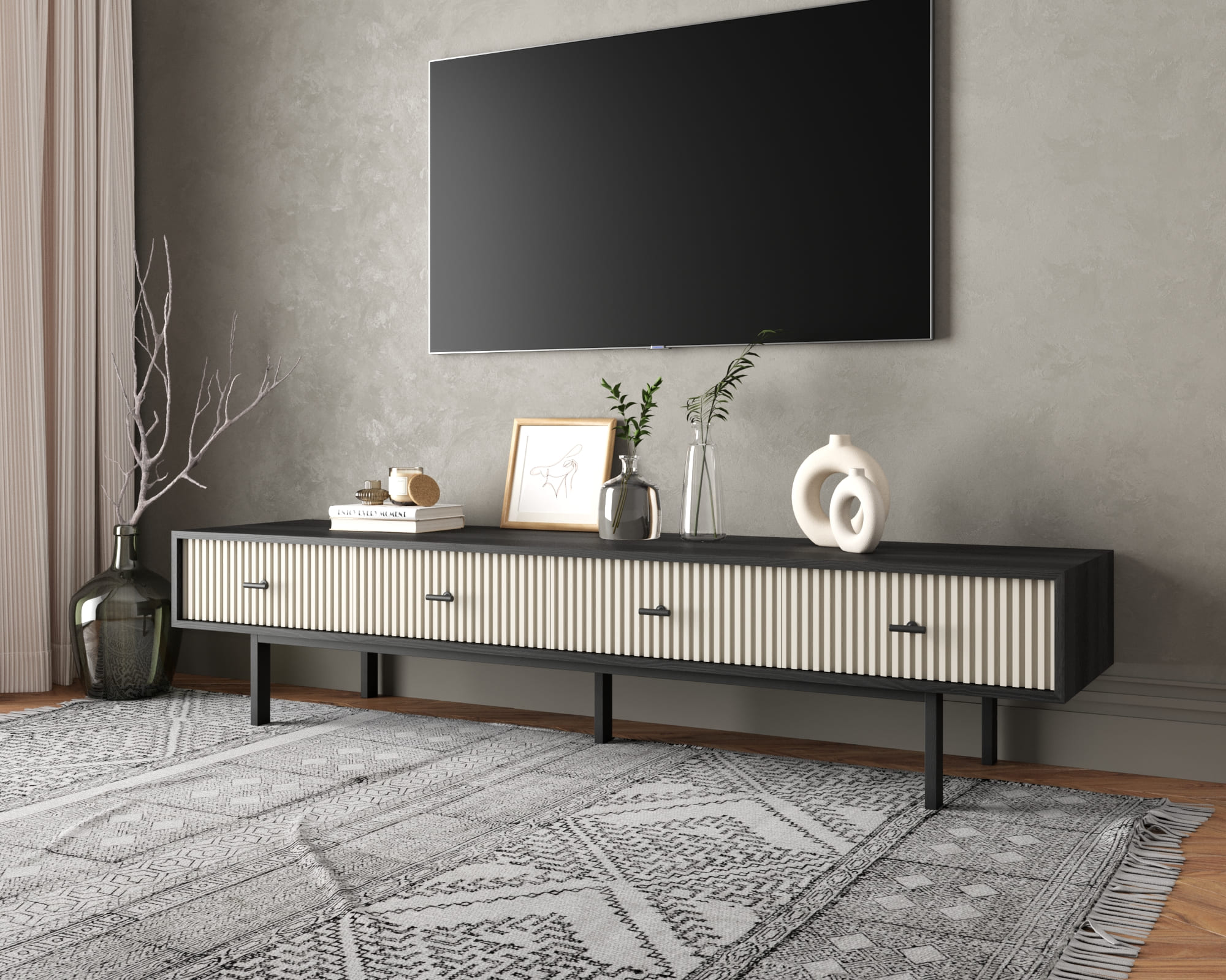 заказать Комод с четырьмя ящиками под TV "Emerson" арт EM06/milky/L в Москве заказать Комод с четырьмя ящиками под TV "Emerson" арт EM06/milky/L