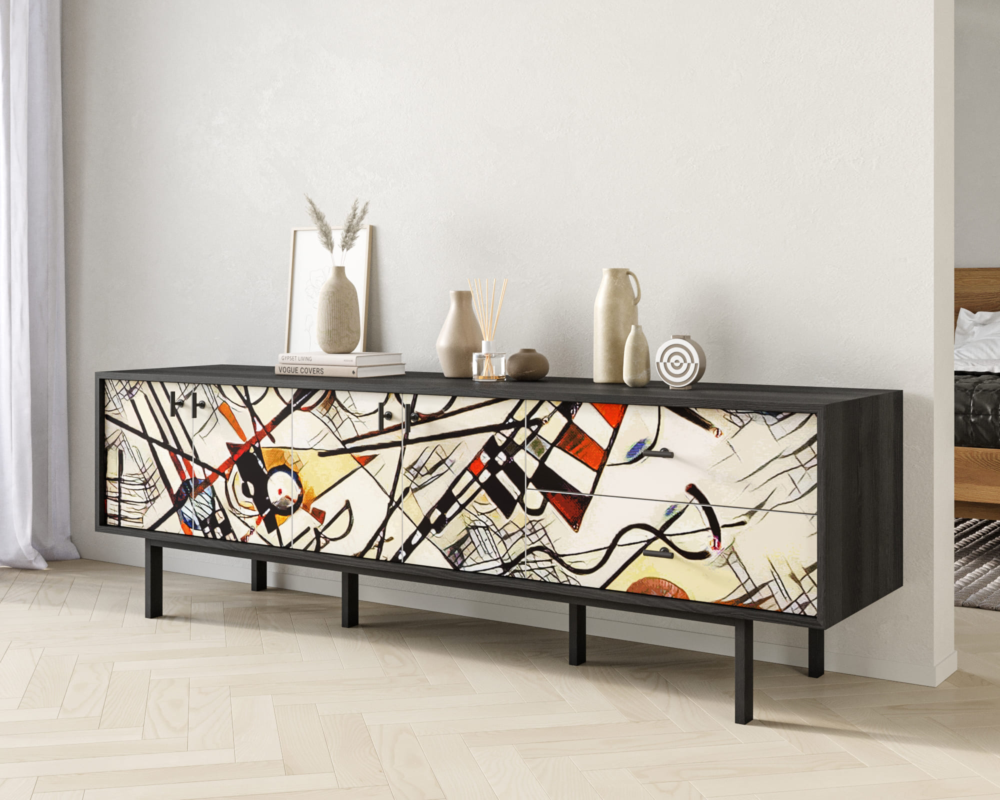 заказать Комод с четырьмя дверками и двумя ящиками "Emerson" by Kandinsky арт EM04/Print_01