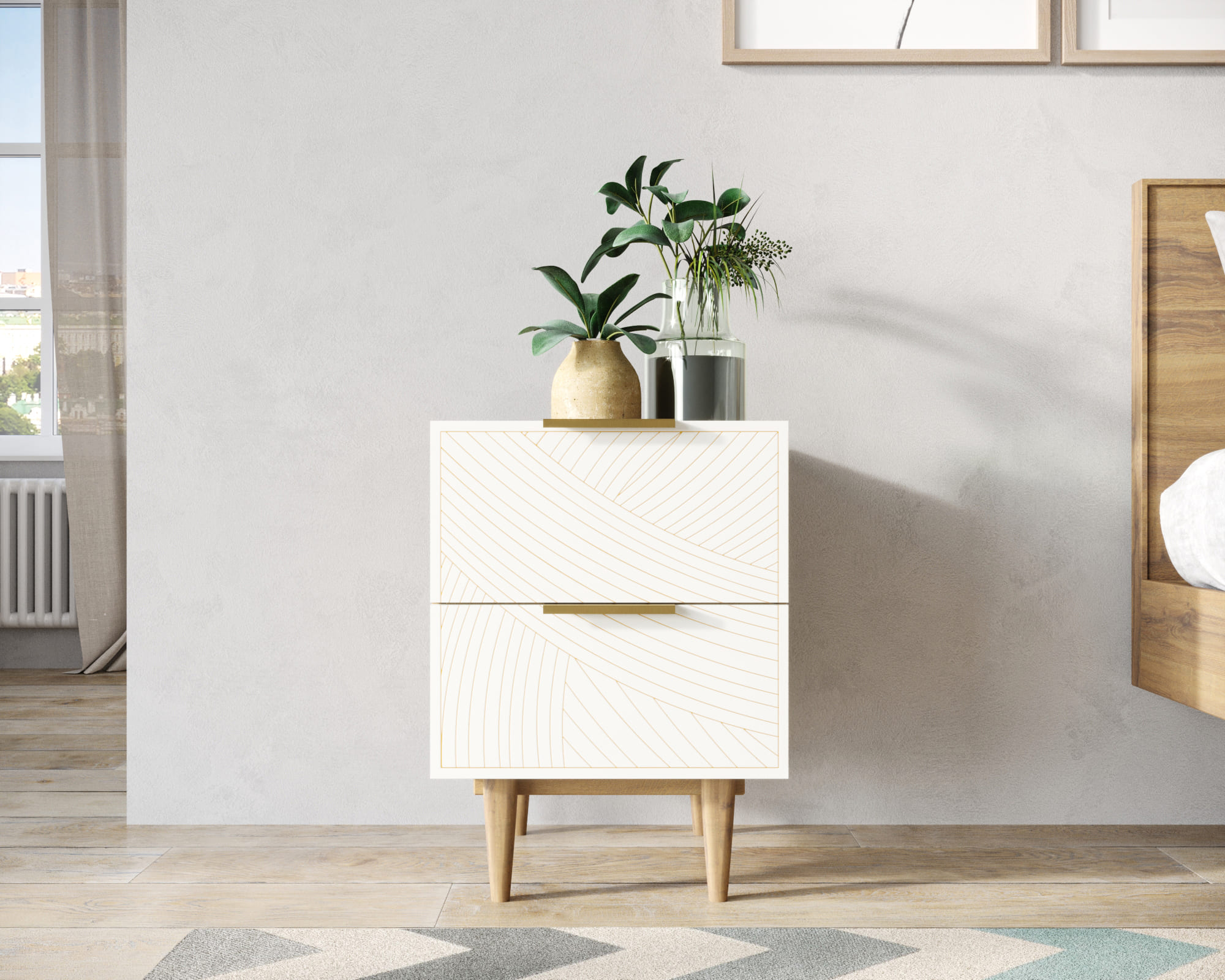 Тумбочка с двумя ящиками "Line" LN07/GR1/beige в интернет-магазине в Москве Тумбочка с двумя ящиками "Line" LN07/GR1/beige в интернет-магазине