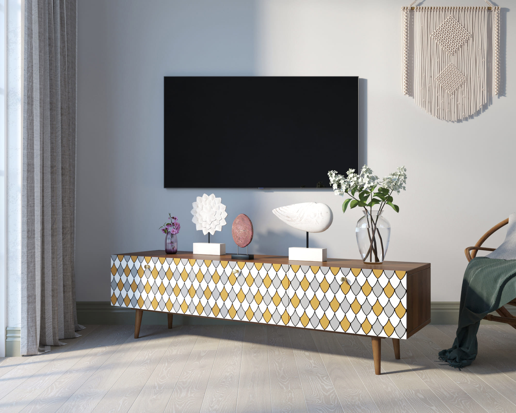 фото Комод "Berber" с ящиками низкий под TV принт 22 арт BB19/Print_22 в Москве фото Комод "Berber" с ящиками низкий под TV принт 22 арт BB19/Print_22