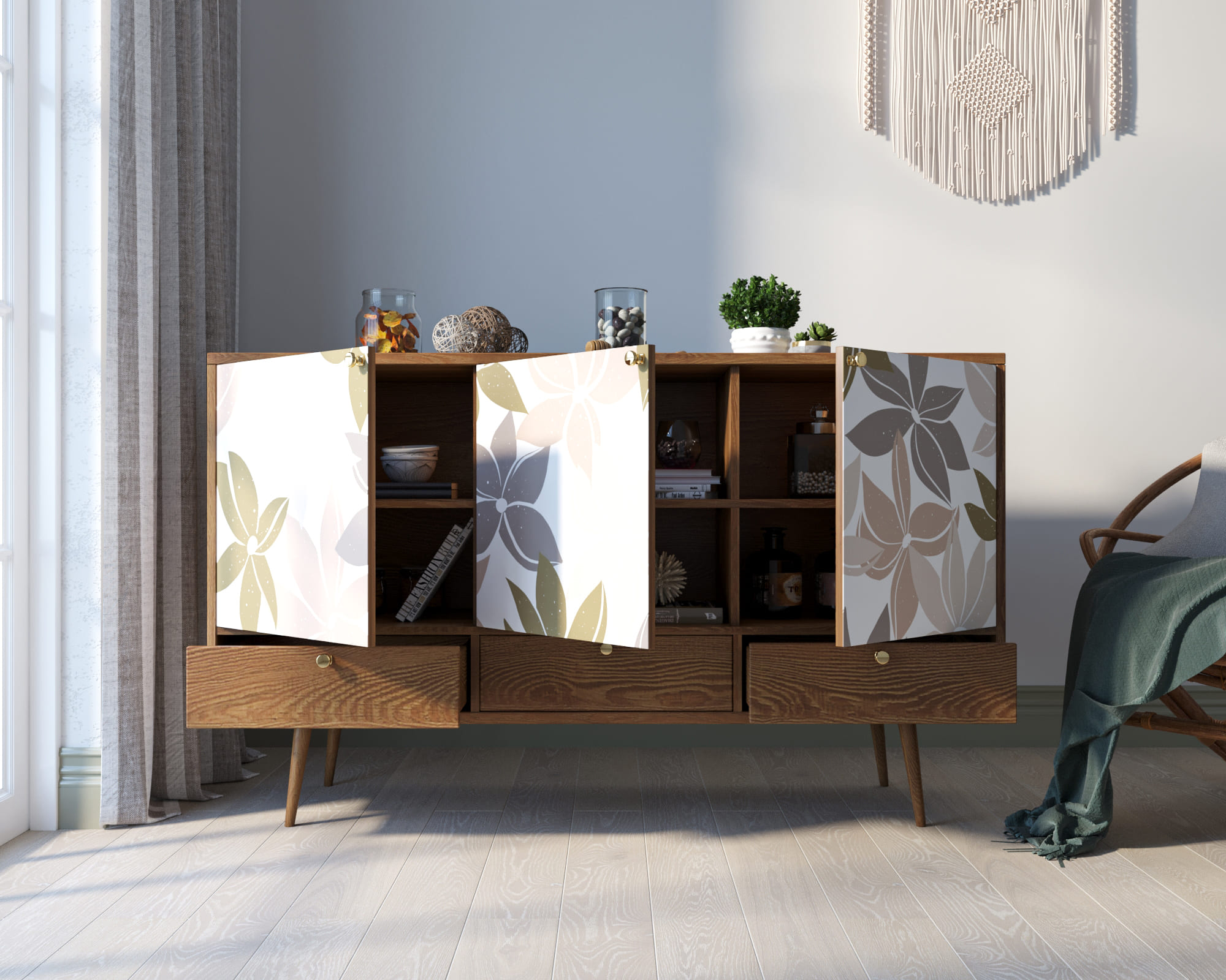 купить Комод "Berber" три дверки и три ящика 27 принт арт BB24/Print_27