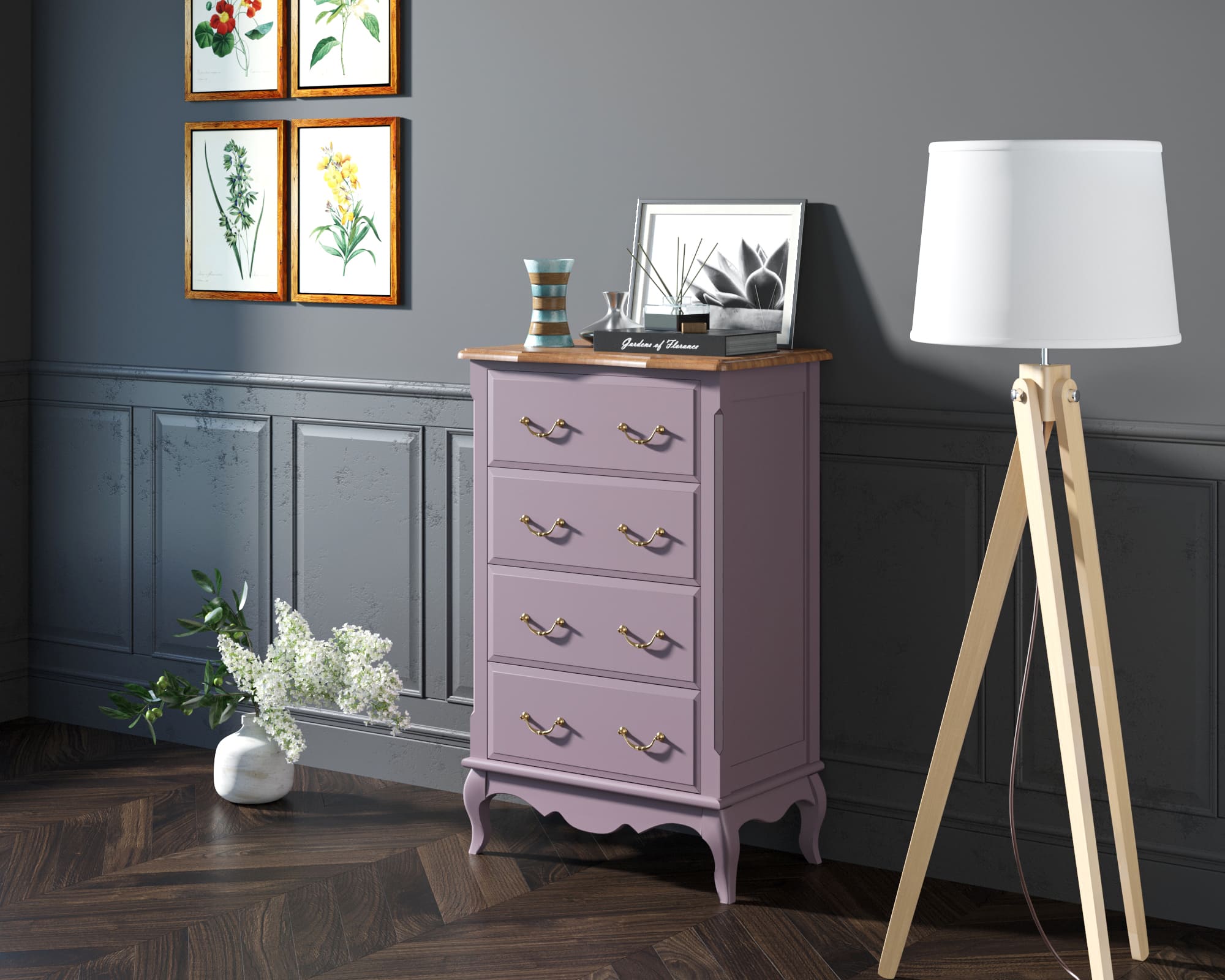 заказать Комод Leontina Lavanda четыре ящика арт ST9340L