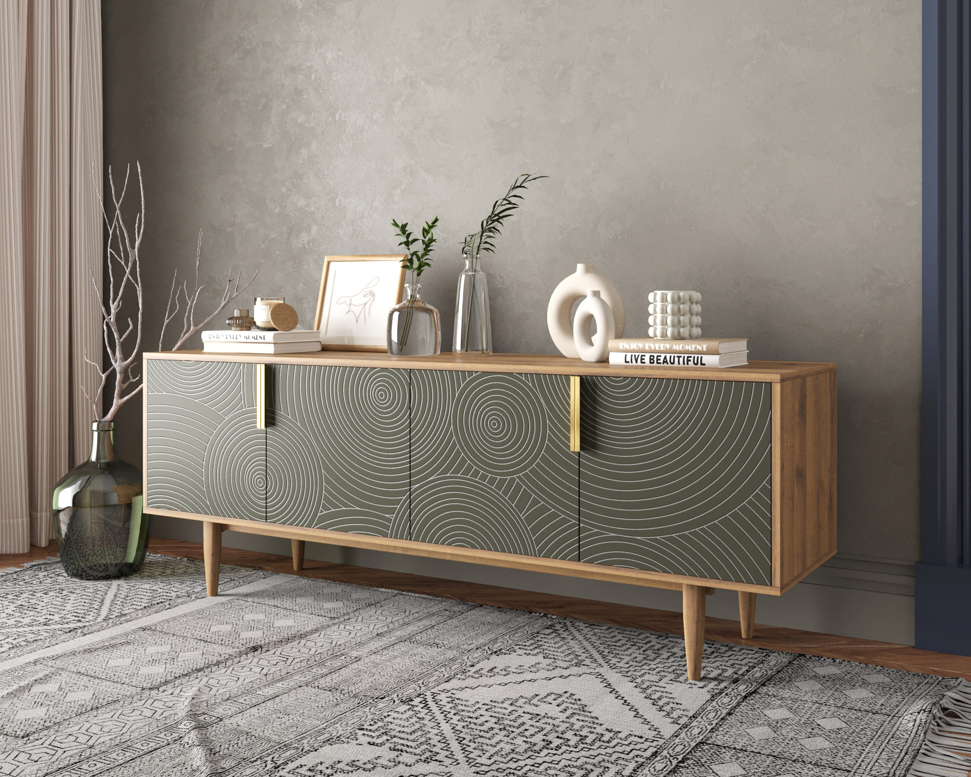 заказать Комод под TV с четыремя дверками "Line" R21/browngrey в Москве заказать Комод под TV с четыремя дверками "Line" R21/browngrey