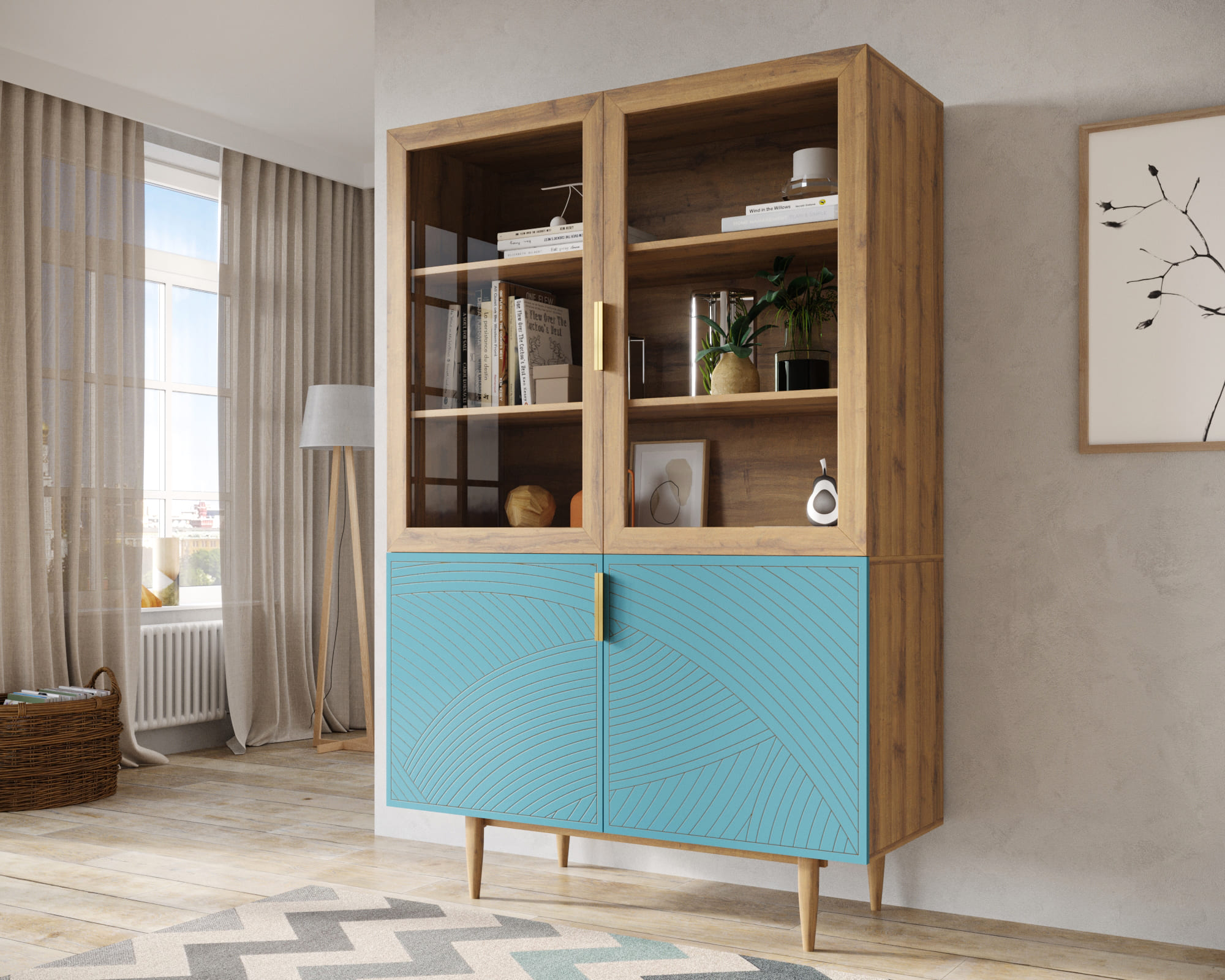 заказать Буфет с двумя дверками "Line" LN11/GR1/blue