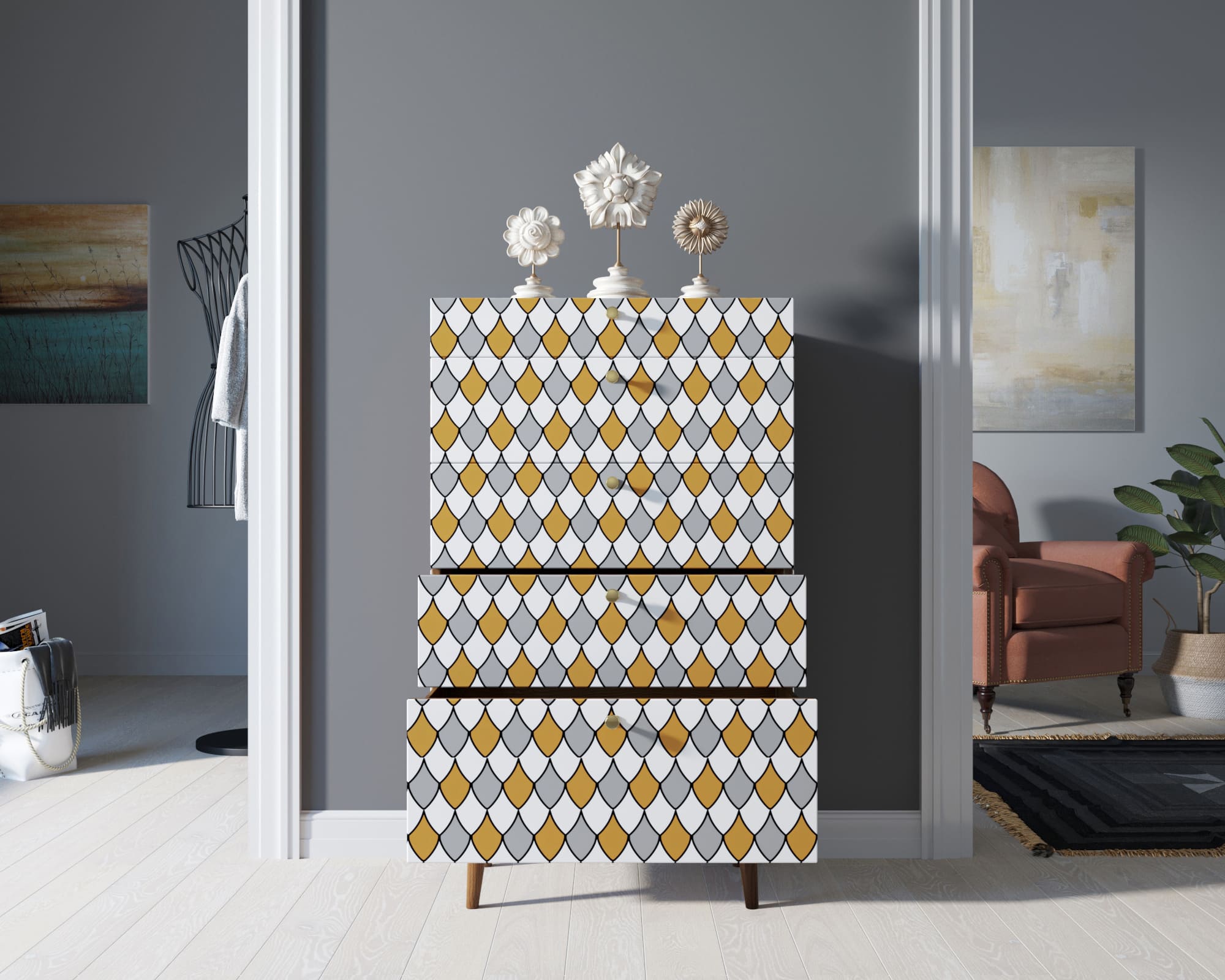 Комод высокий "Berber" принт 22 арт BB10/Print_22 в интернет-магазине