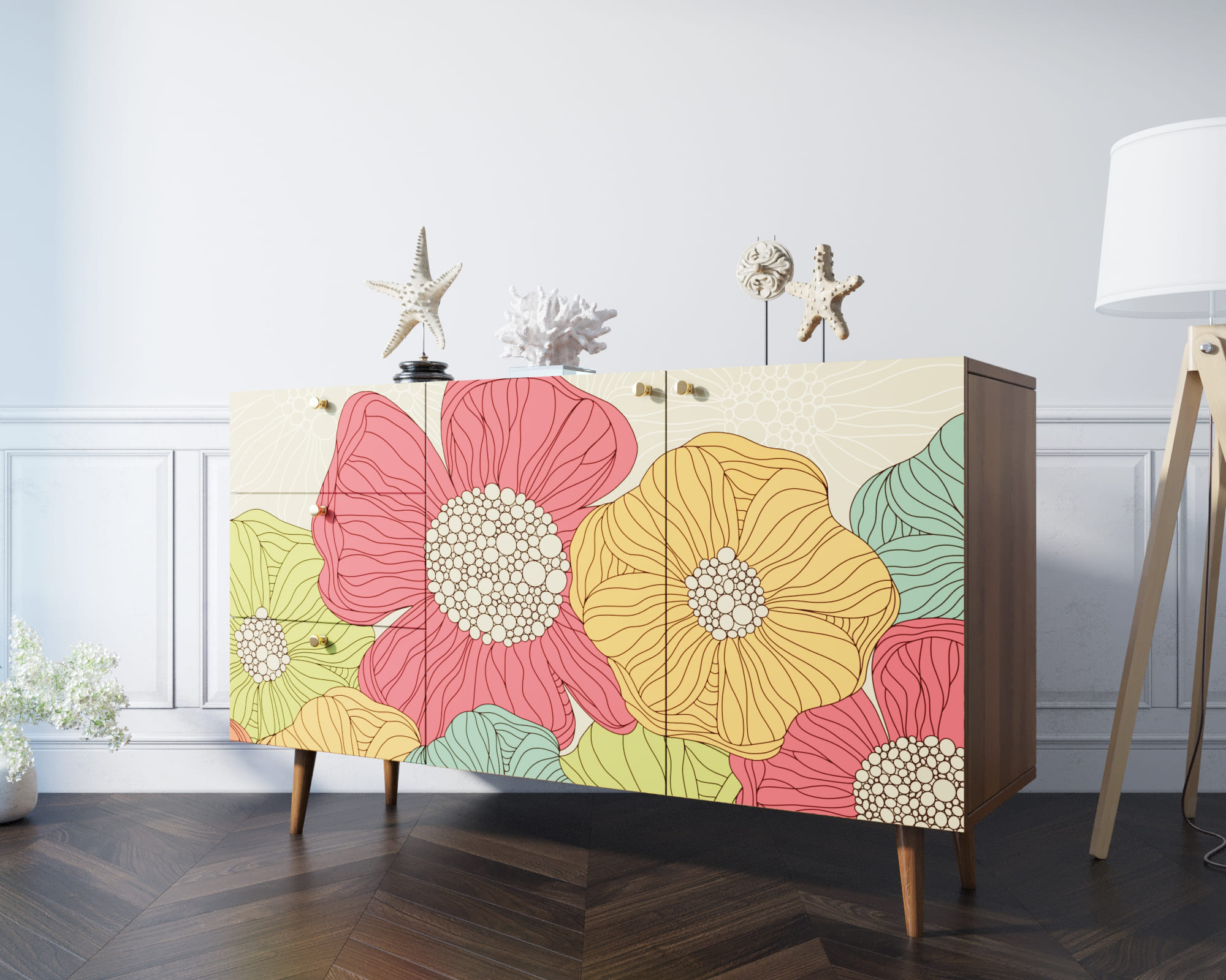 фото Комод "Berber" с двумя дверками и ящиками принт 5 арт BB17/Print_05