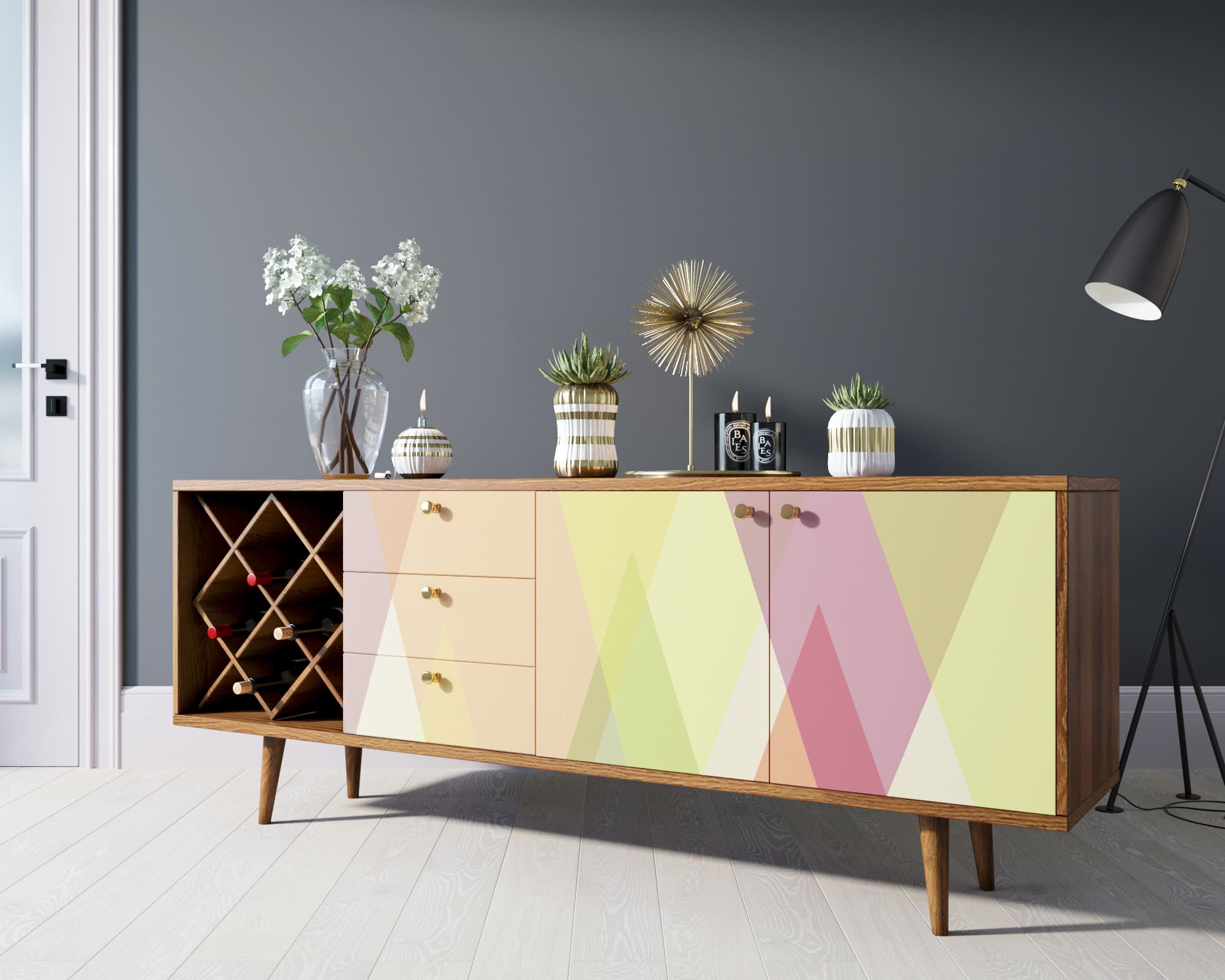 фото Комод "Berber" удлиненный с бутылочницей 16 принт арт BB15/Print_16