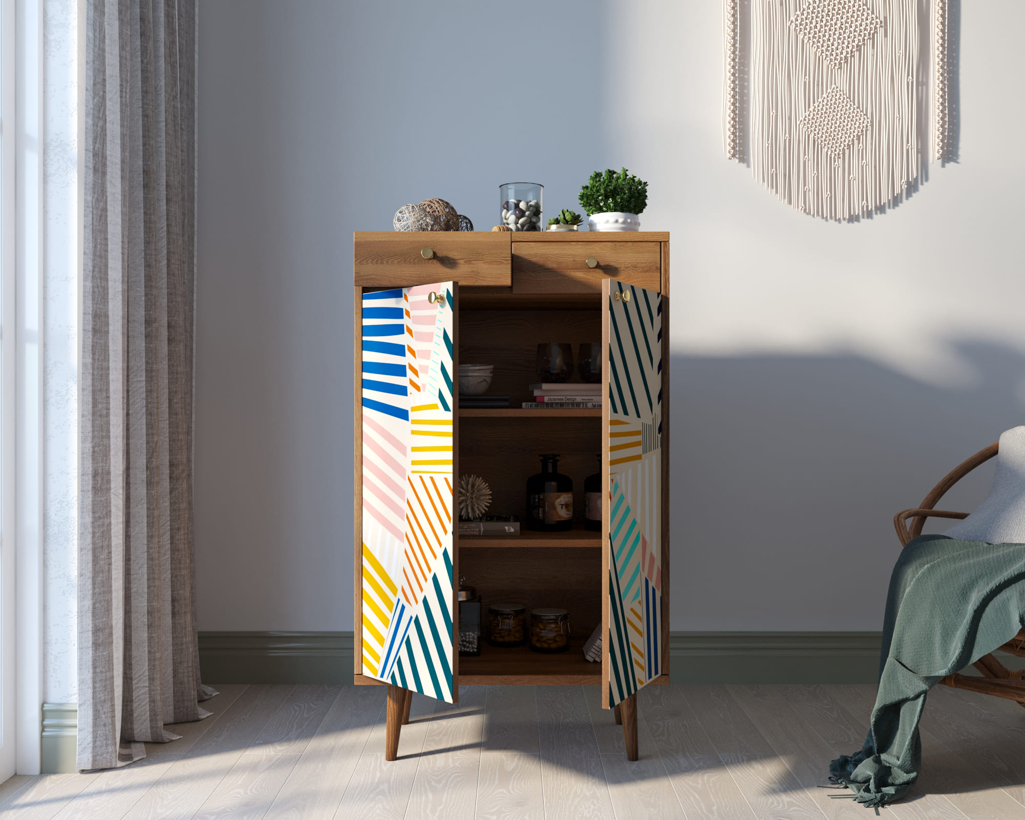 купить Комод "Berber" два ящика и дверки 42 принт арт BB46/Print_42