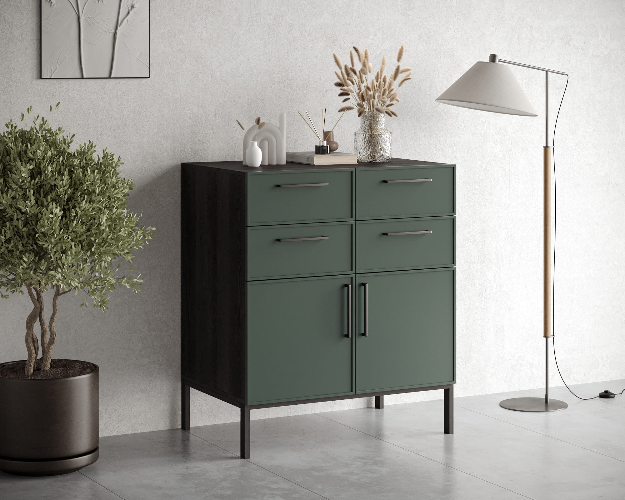 заказать Большой комод с четырьмя ящиками и дверками "Nicole" NLN17G