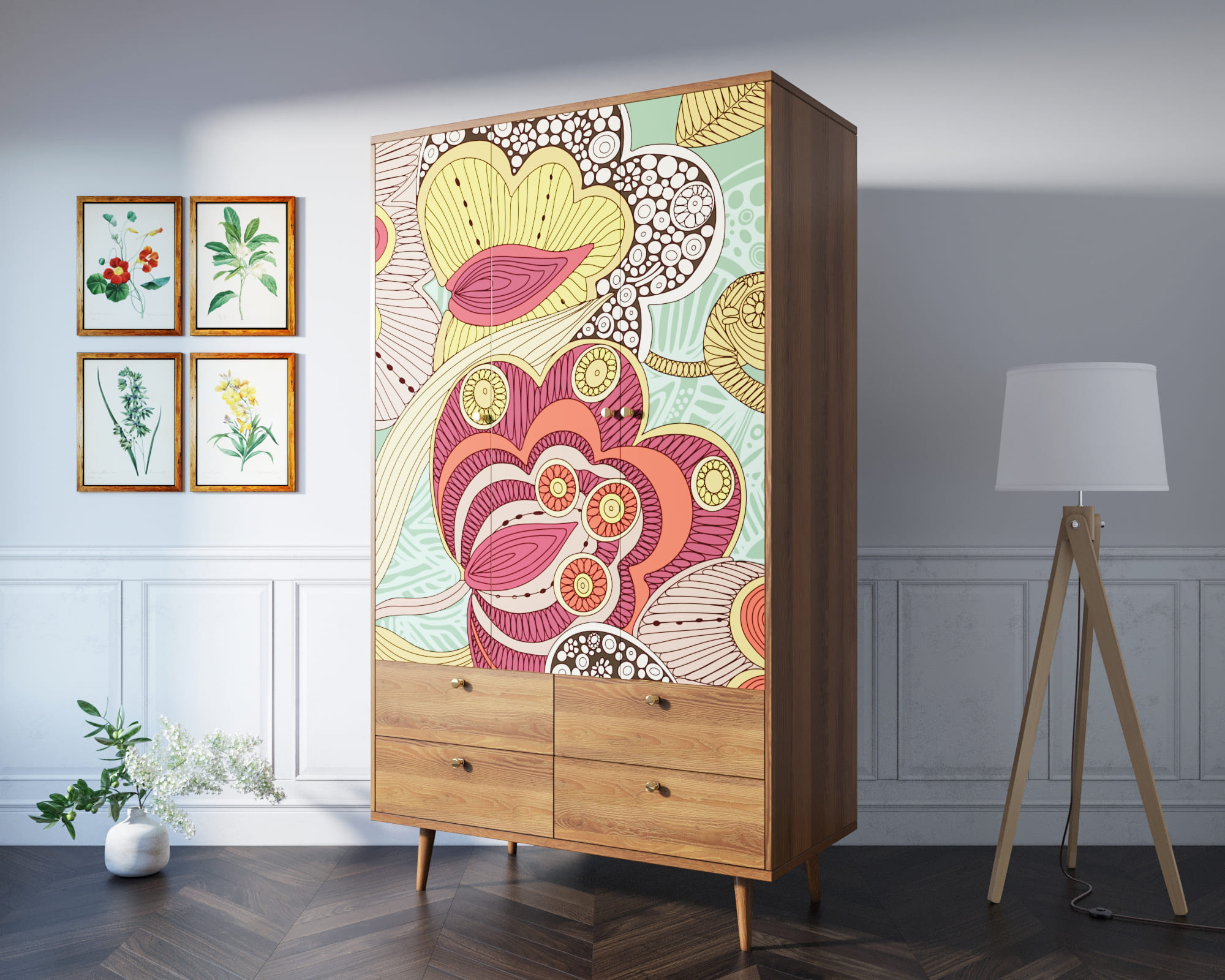 Шкаф трехстворчатый "Berber" принт 6 арт BB02/Print_06 в интернет-магазине в Москве Шкаф трехстворчатый "Berber" принт 6 арт BB02/Print_06 в интернет-магазине