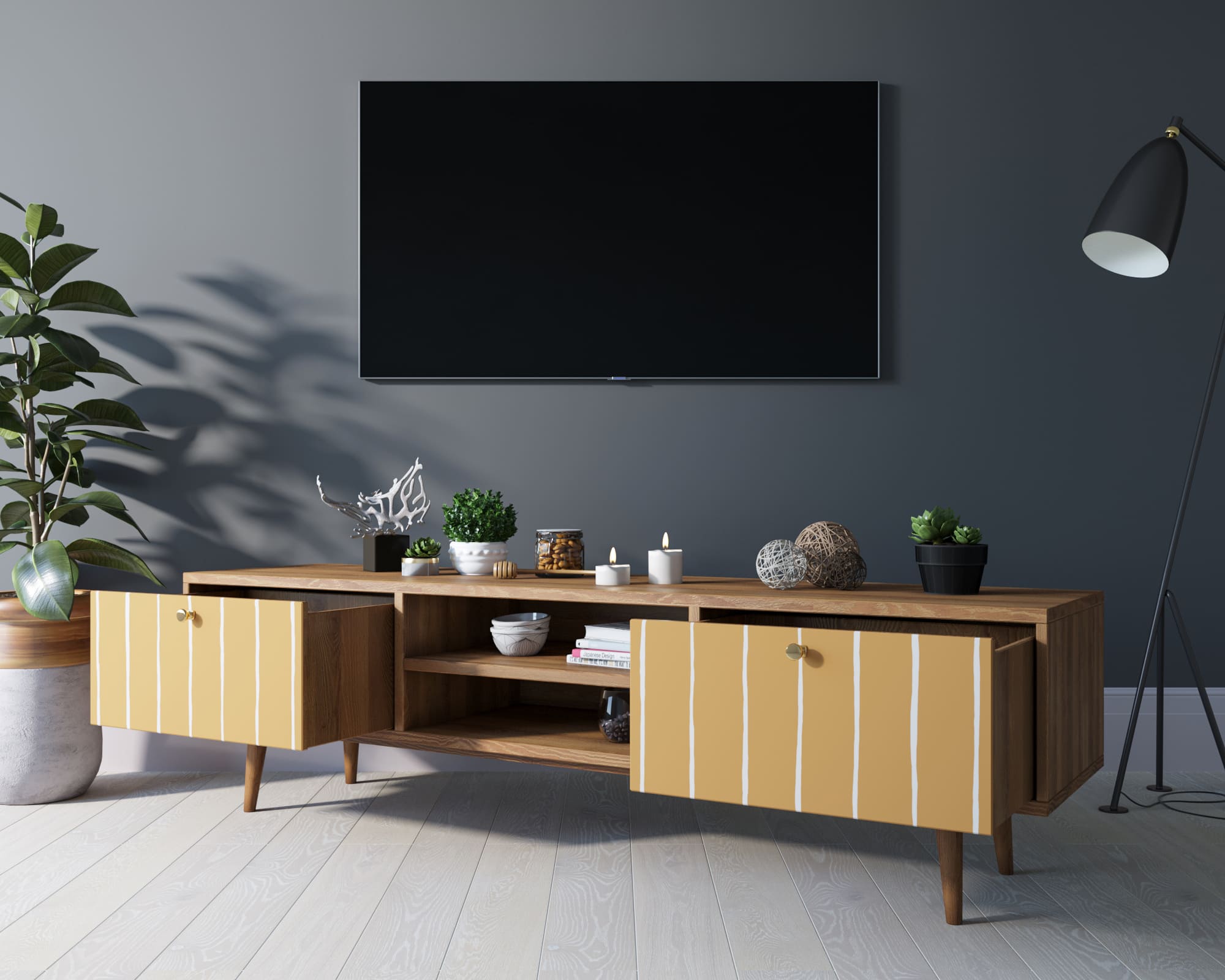 купить Комод "Berber" с нишей низкий под TV принт 43 арт BB49/Print_43