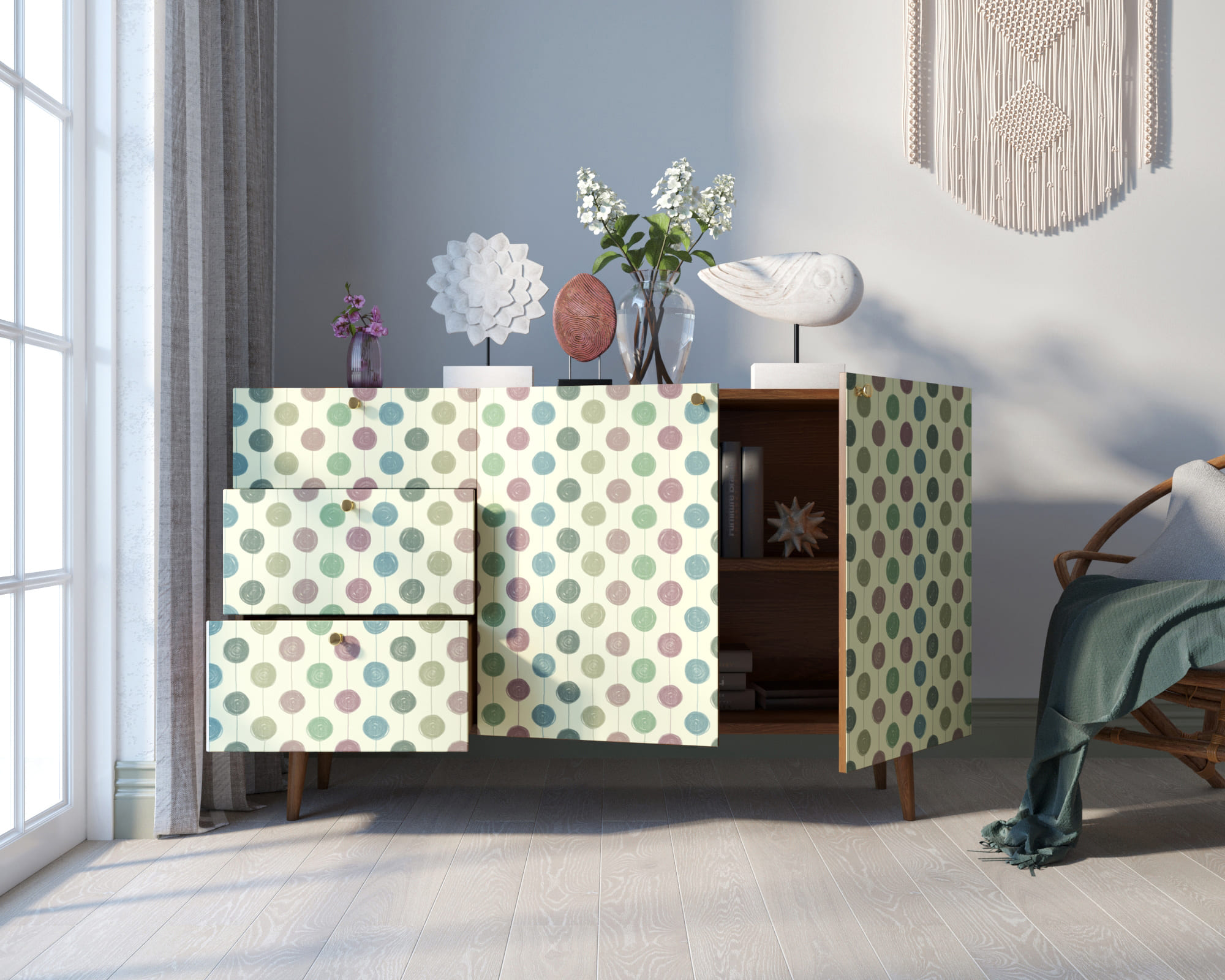 Комод "Berber" с двумя дверками и ящиками принт 24 арт BB17/Print_24 в интернет-магазине