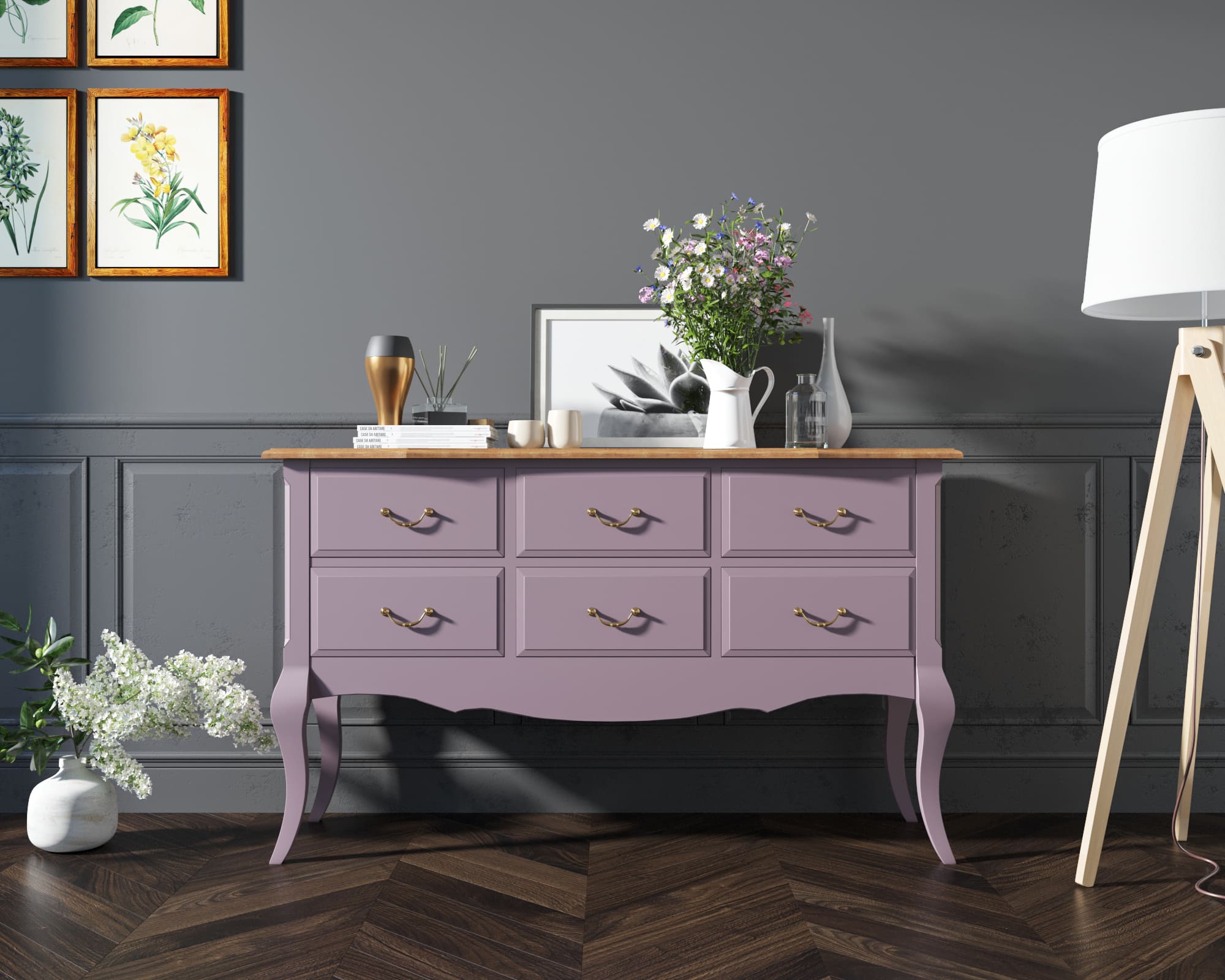 фото Консоль "Leontina Lavanda" 6 ящиков арт ST9358L