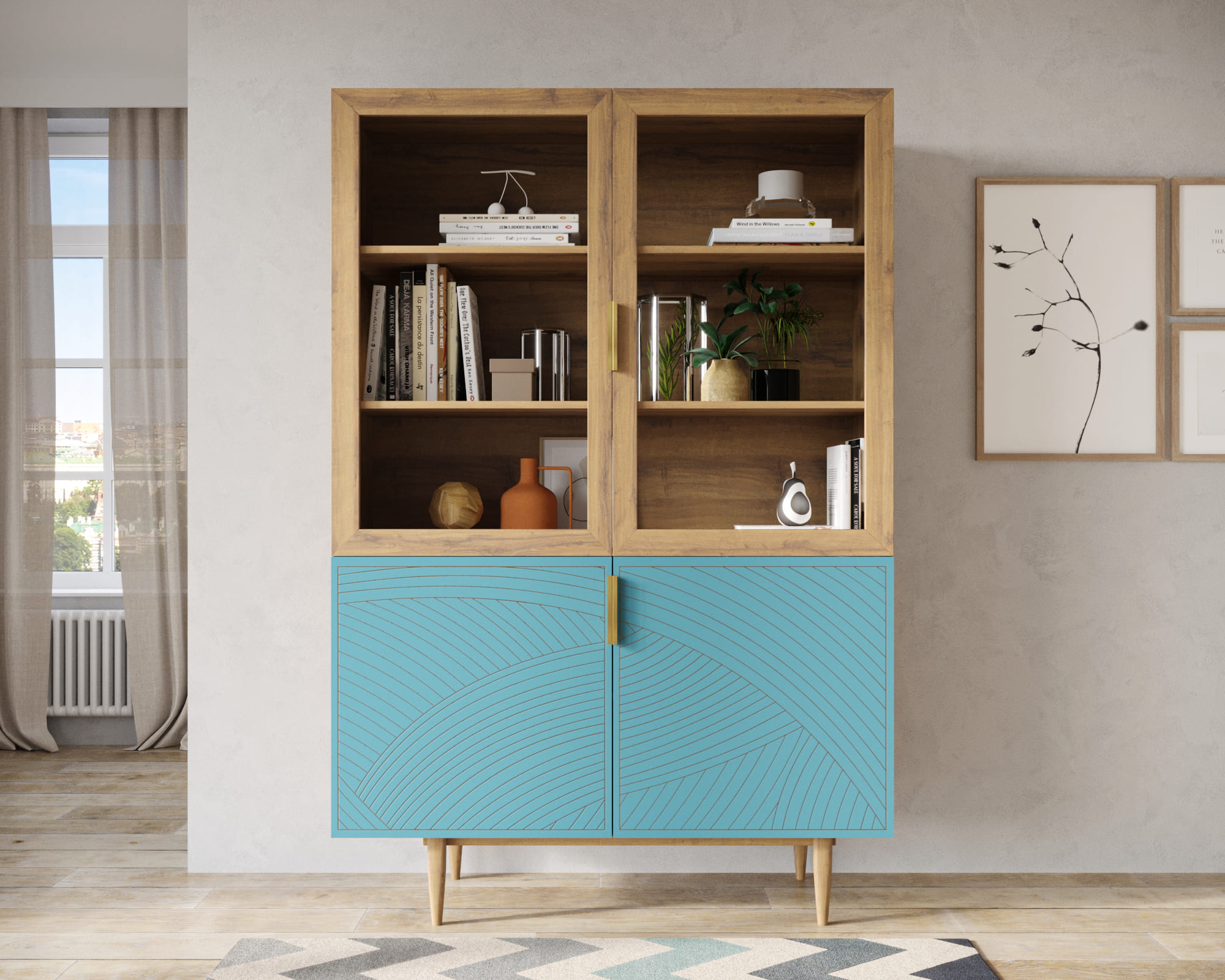 Буфет с двумя дверками "Line" LN11/GR1/blue в интернет-магазине