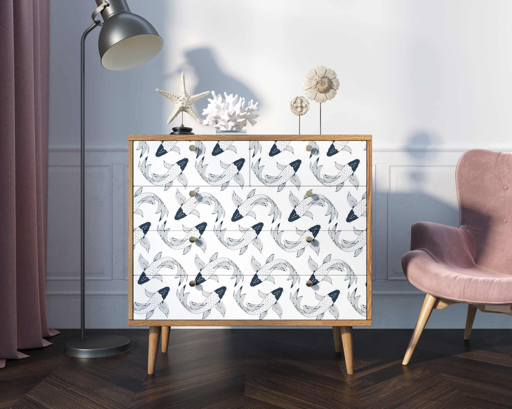 Комод "Berber" пять ящиков 36 принт арт BB36/Print_36 в интернет-магазине