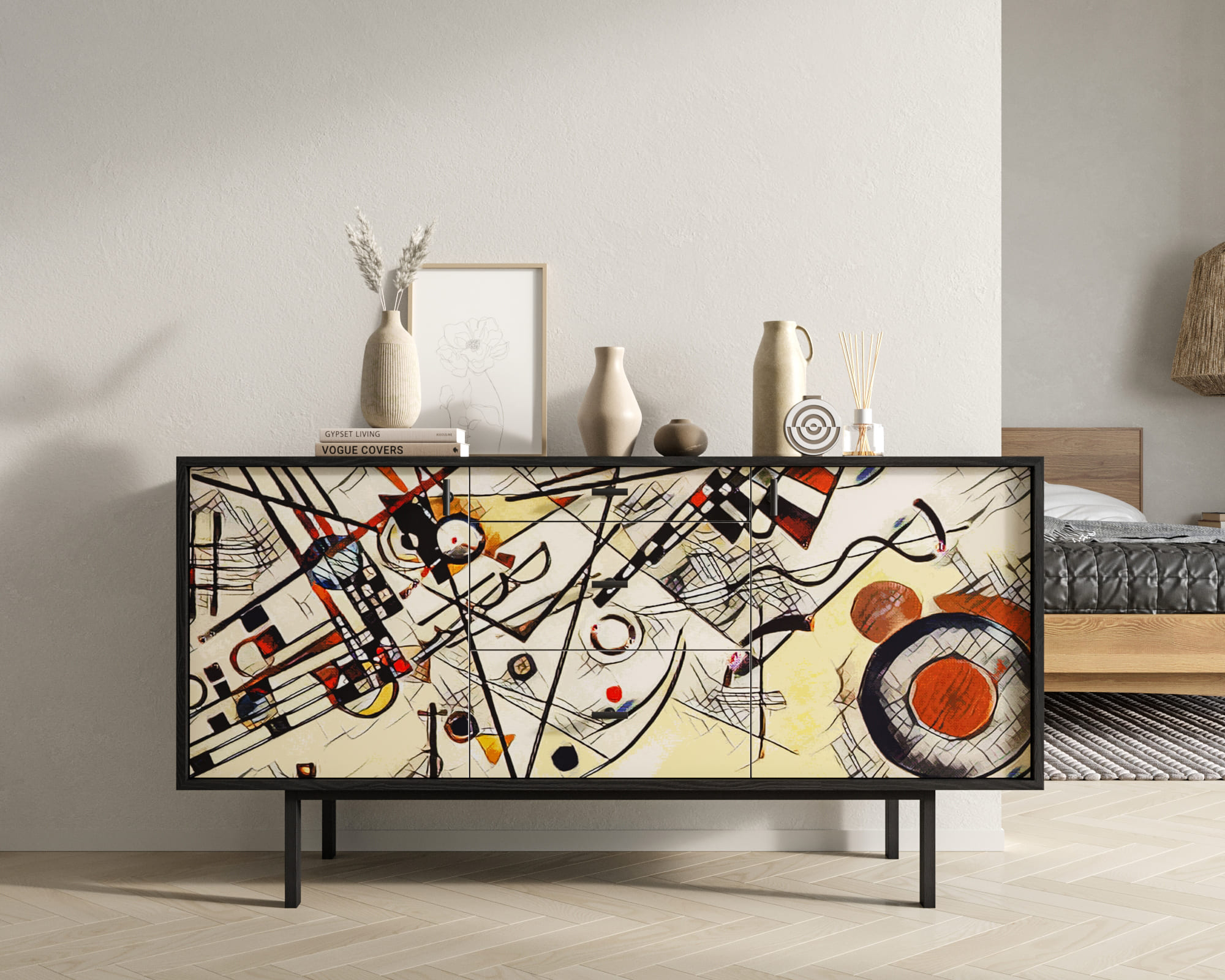 Комод две дверки и три ящика "Emerson" by Kandinsky арт EM08/Print_01 в интернет-магазине в Москве Комод две дверки и три ящика "Emerson" by Kandinsky арт EM08/Print_01 в интернет-магазине