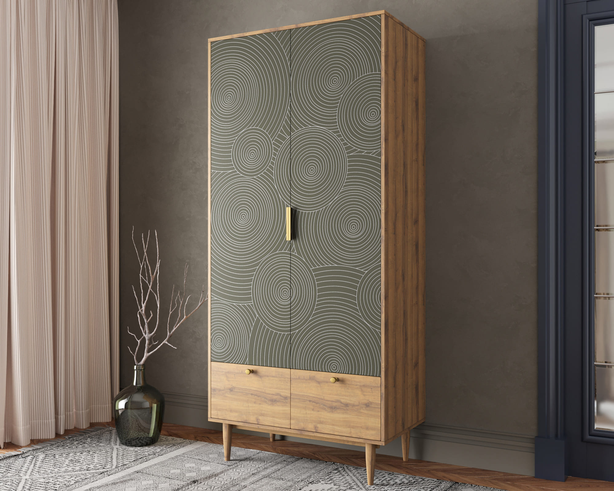 заказать Шкаф двухстворчатый  с ящиками "Line" R26/browngrey