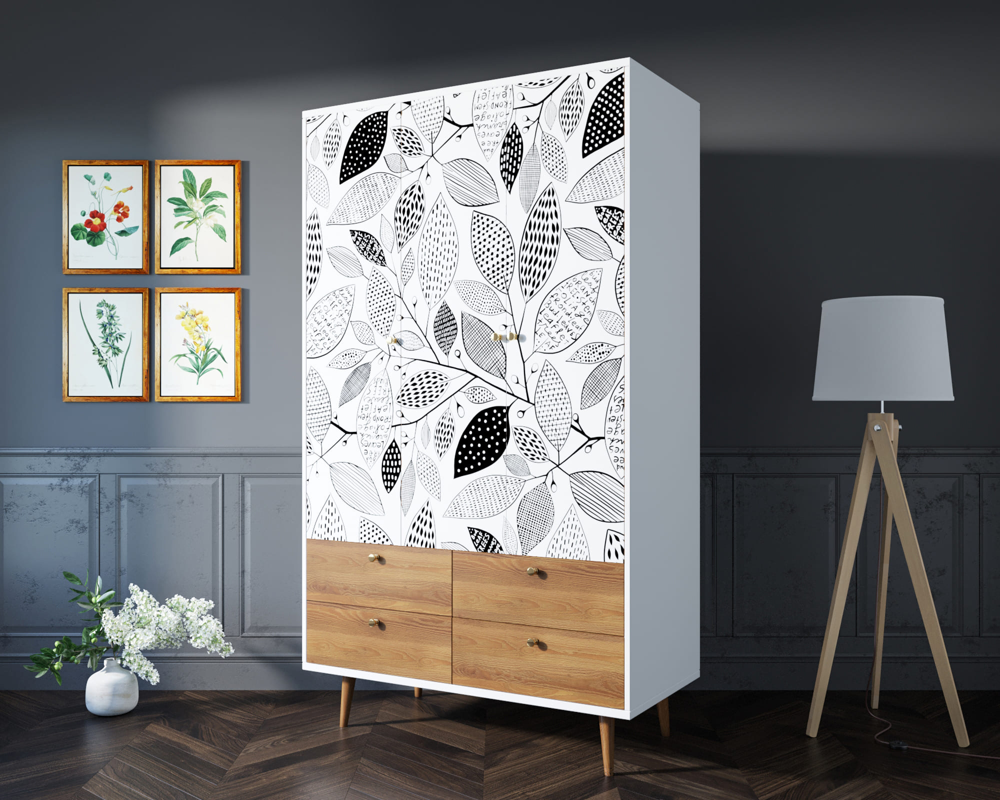 фото Шкаф трехстворчатый "Berber" принт 9 арт BB02/Print_09