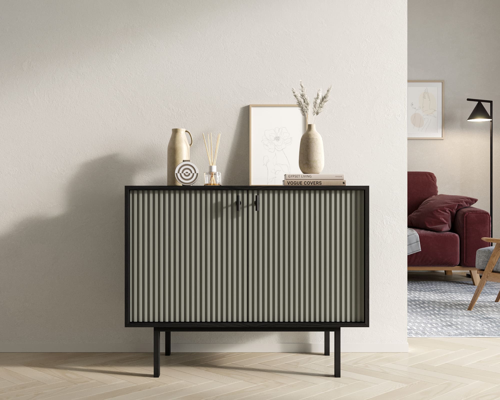 Комод с двумя дверками "Emerson" арт EM02/gray/L в интернет-магазине в Москве Комод с двумя дверками "Emerson" арт EM02/gray/L в интернет-магазине