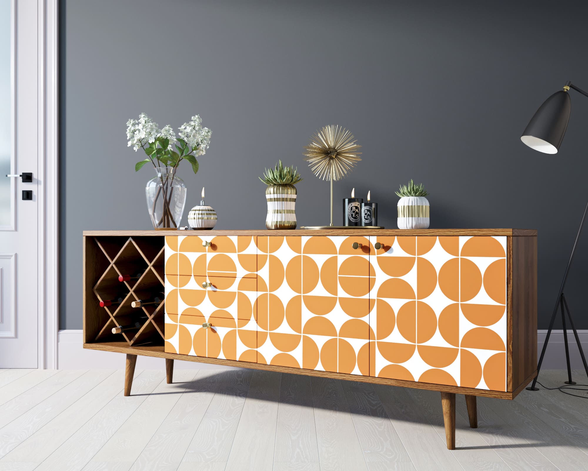 фото Комод "Berber" удлиненный с бутылочницей 14 принт арт BB15/Print_14