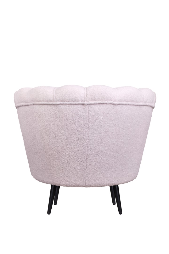 Низкое кресло ракушка Pearl Pink Boucle на черных ножках в интернет-магазине
