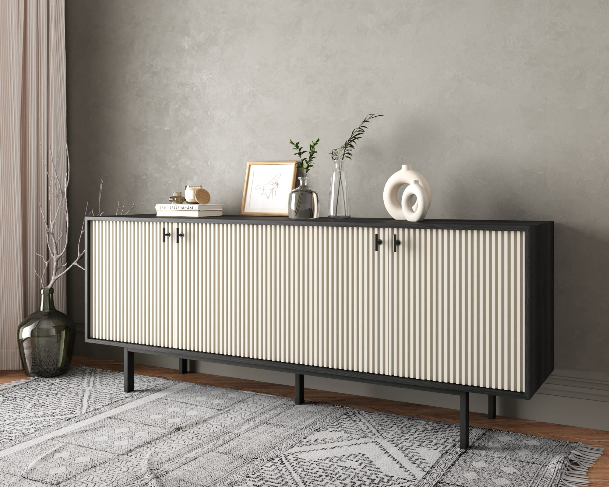 заказать Комод с четыремя дверками "Emerson" арт EM01/milky/L