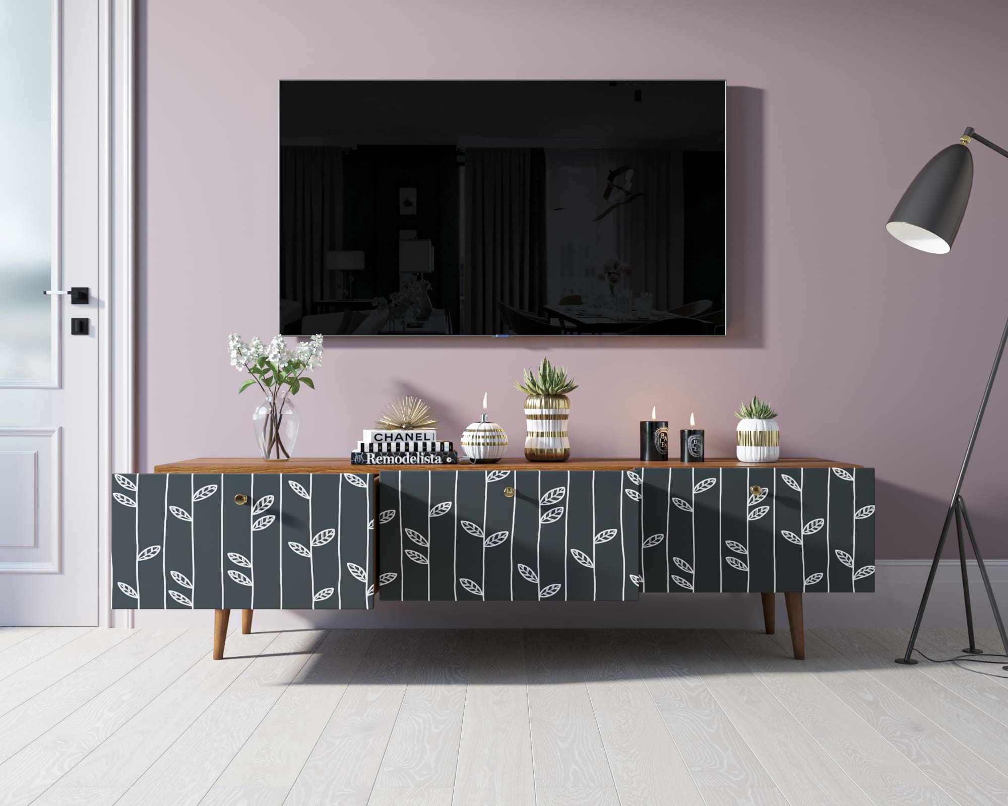 Комод "Berber" с ящиками низкий под TV принт 18 арт BB19/Print_18 в интернет-магазине